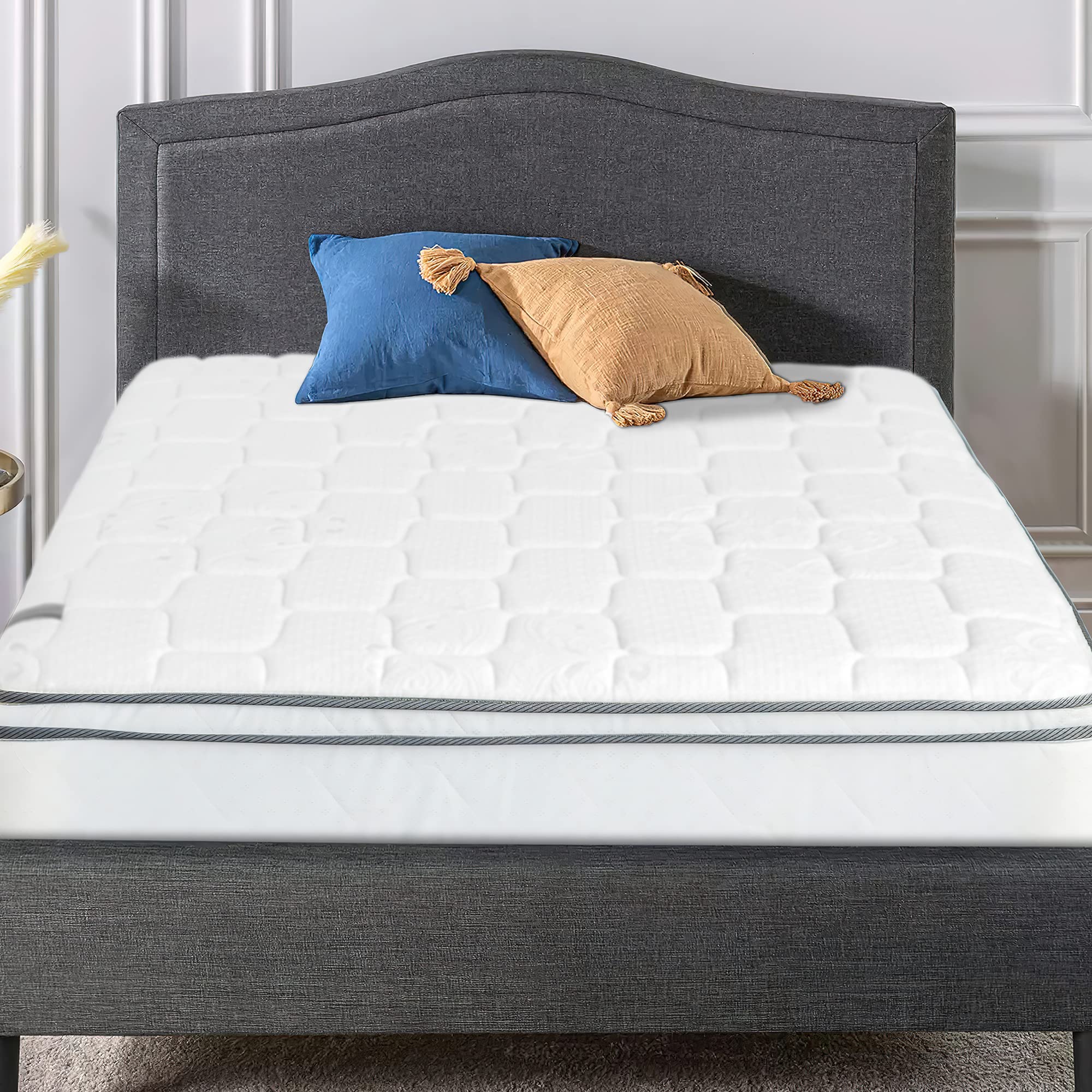 10-Inch Plush Quilted Euro Top Orthopedic Mattress for Back Pain Relief - King Size, White - Perfect for Master Bedroom & Guest Room Comfort