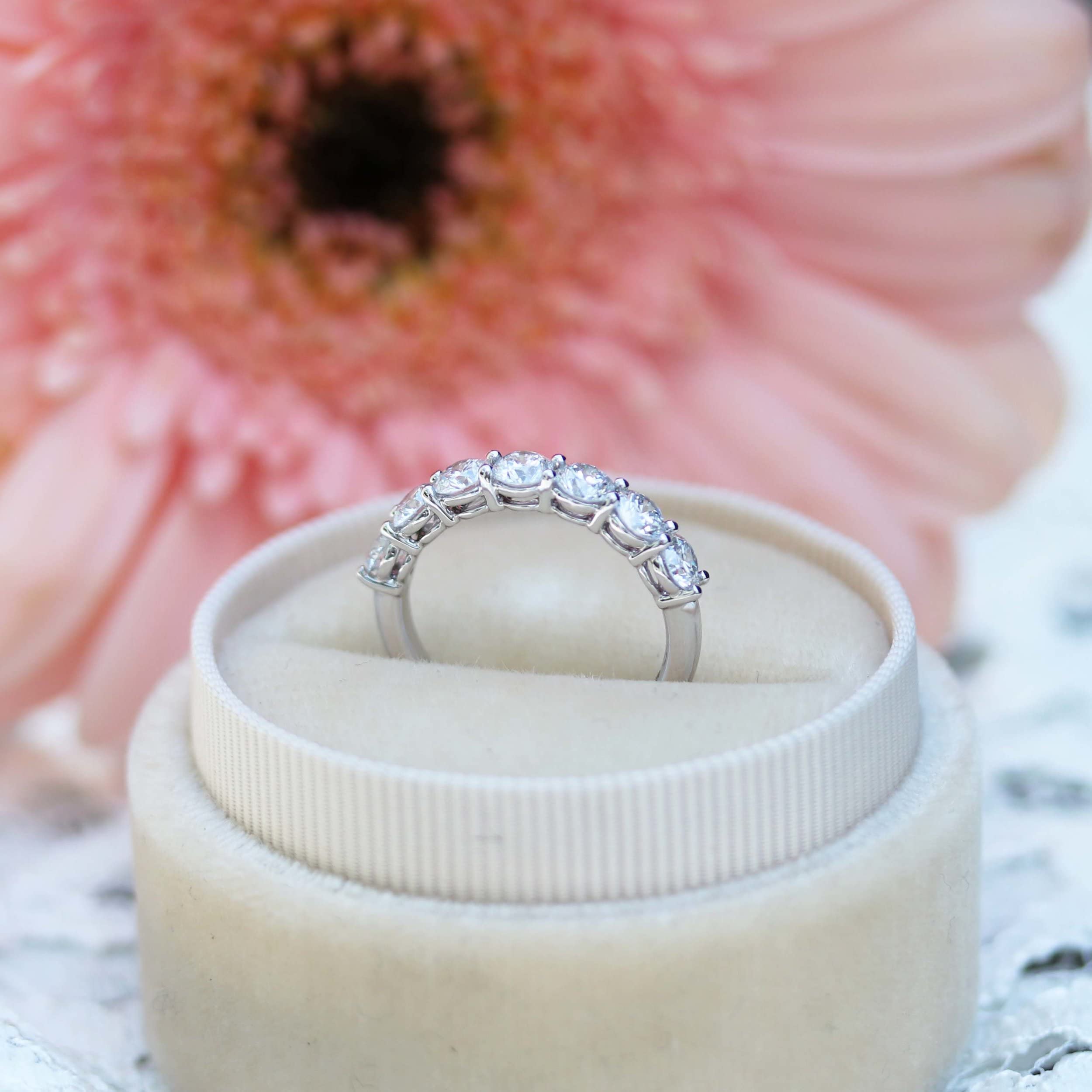 1.75Ct Moissanite Eternity Wedding Ring for Women - 14K White Gold Seven Stone Anniversary Promise Ring with Claw Setting (0.25Ct Each) | Elegant Bridal Jewelry, Engagement Gift & Special Occasion Ring