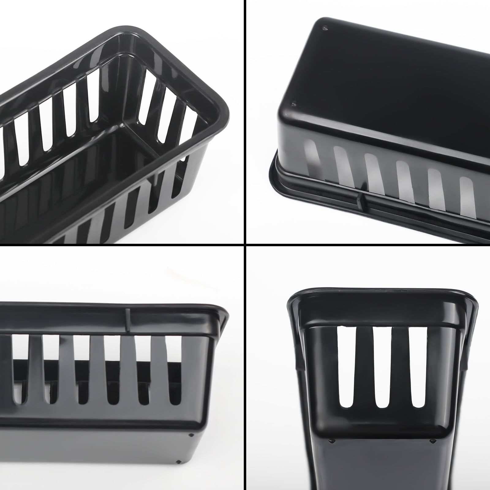 6PCS Stackable Storage Baskets & Drawer Organizers - Slim Plastic Container Trays for Desk, Vanity, Bedroom, Bathroom, Kitchen & Garage - Space-Saving Home Organization Solution (Black) - Perfect for Clutter-Free Drawers, Shelves and Countertops