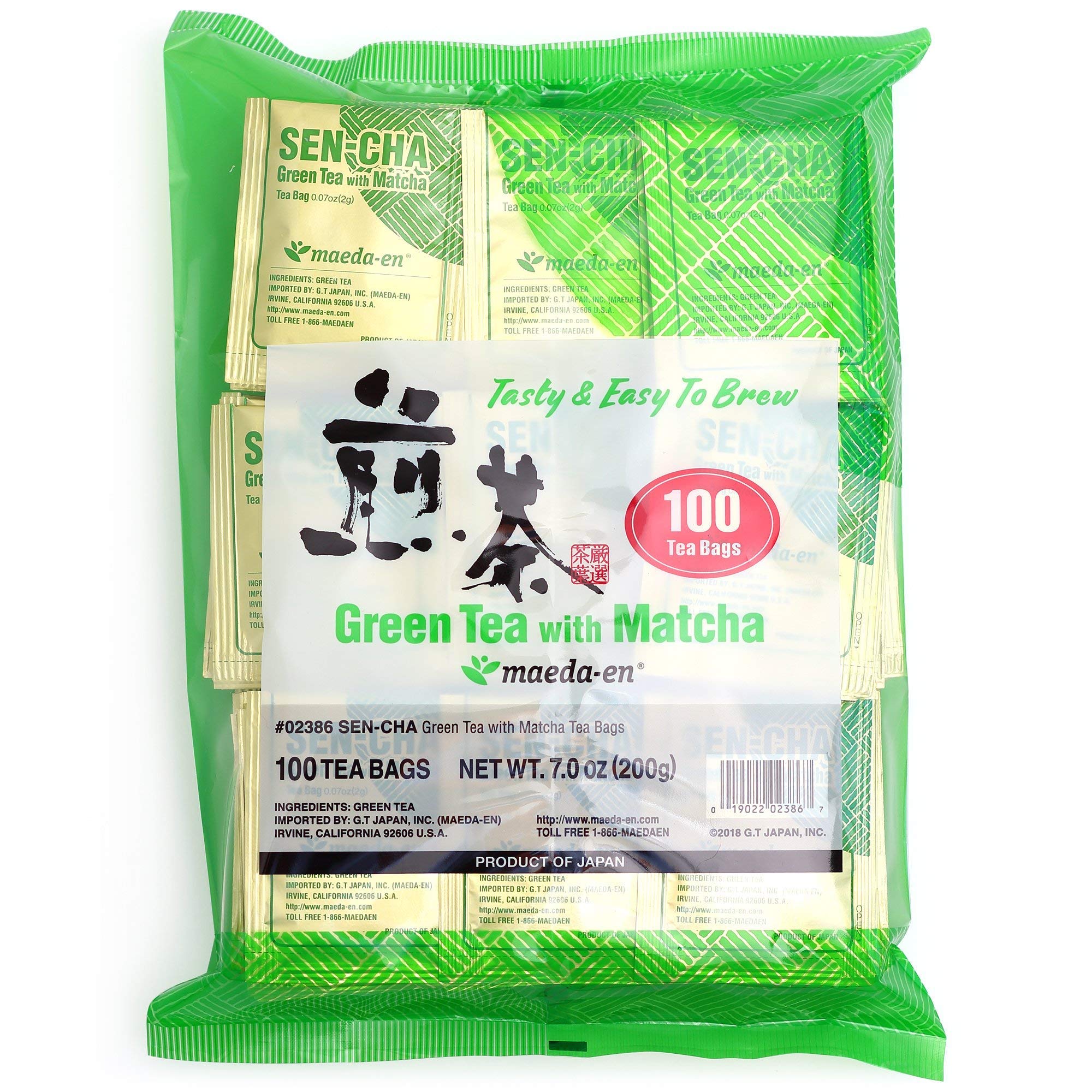 Premium Japanese Sencha Green Tea with Matcha - 100 Tea Bags (Pack of 3) | Authentic Loose Leaf Flavor | Hot & Iced Tea for Home, Office & Gifts