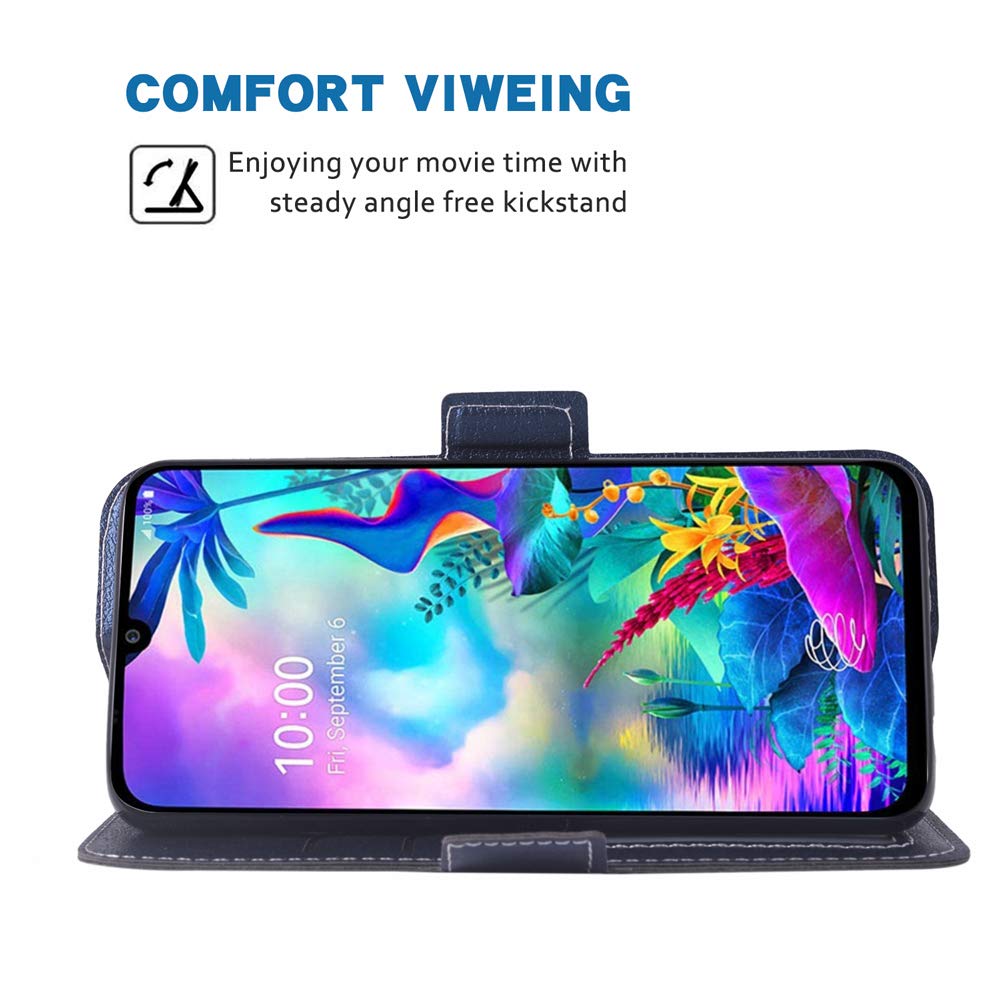 Premium PU Leather LG G8X ThinQ/V50S ThinQ Flip Wallet Case with Card Slots & Kickstand | Heavy Duty Hybrid Protection | Dark Blue | Perfect for Business Travel & Daily Commute