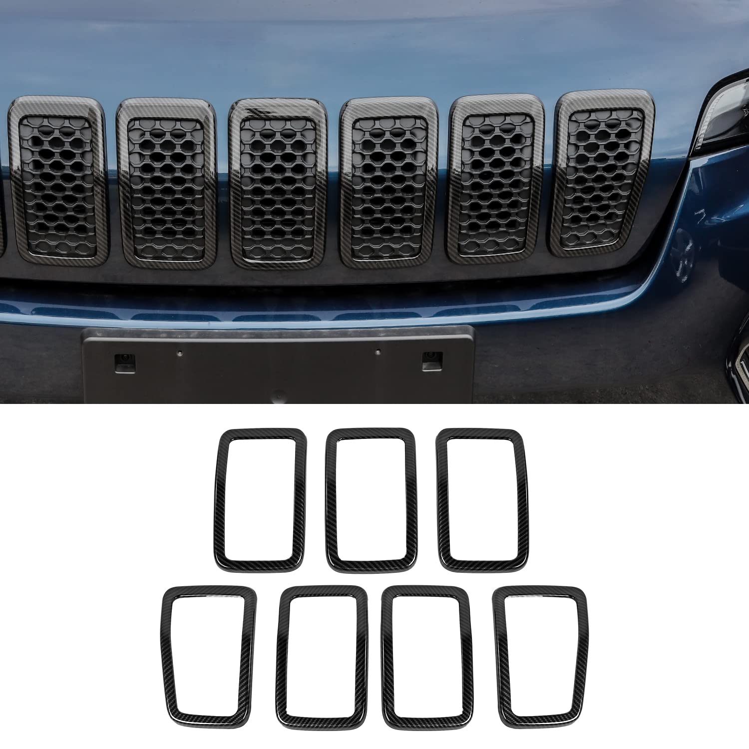 JeCar Grill Inserts for 2019-2023 Jeep Cherokee - Carbon Fiber Style Upgrade | Off-Road & Street Customization Accessories