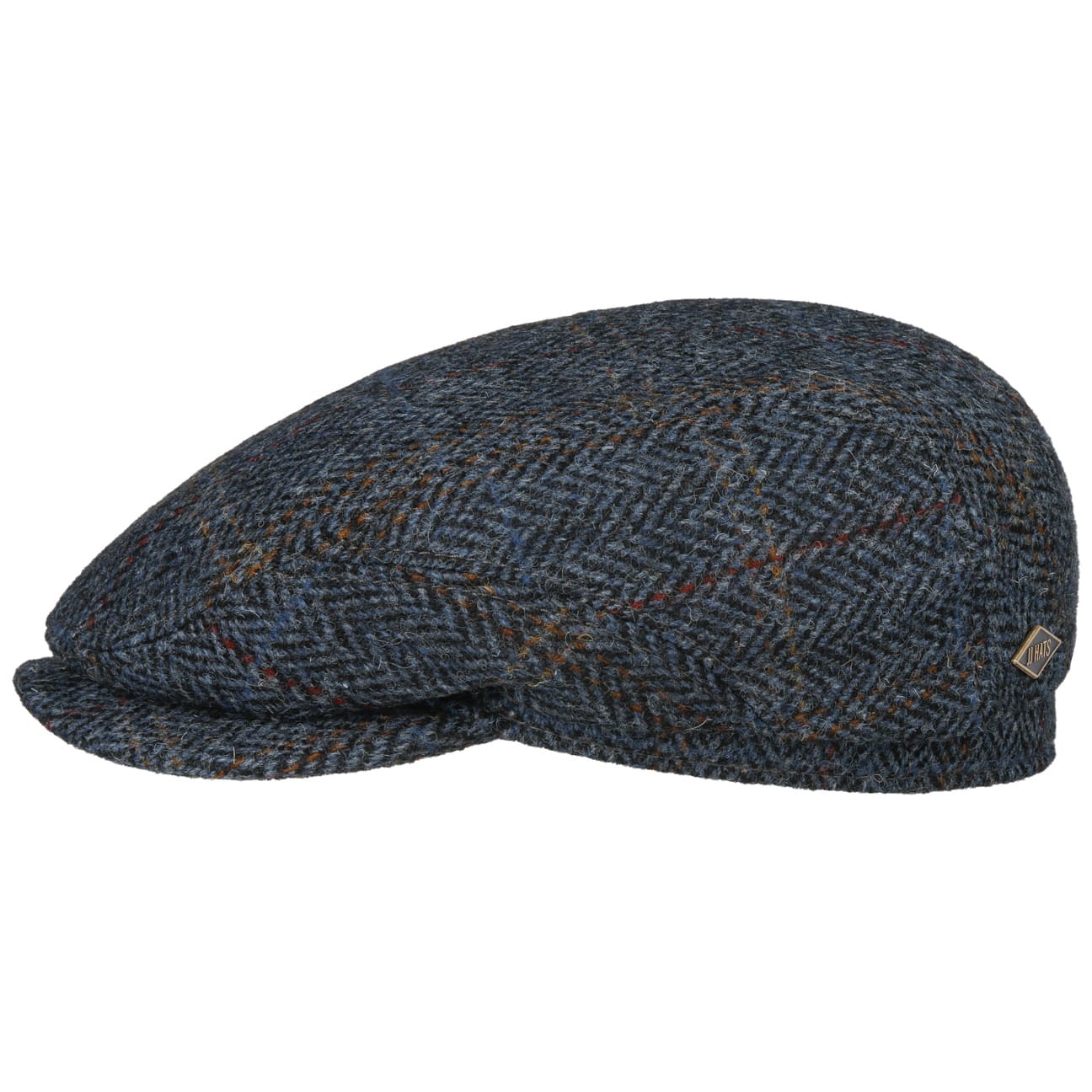 JJ Hats Men's Classic Driver Cap in Premium Harris Tweed - Stylish Vintage Flat Cap for Outdoor, Golf, and Casual Wear