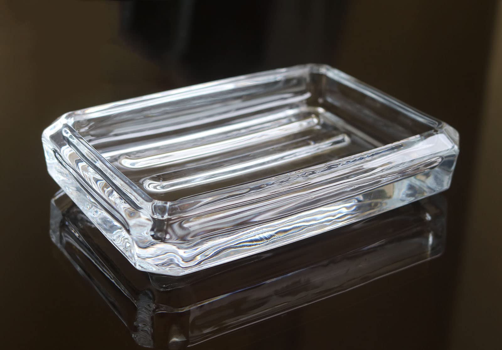 Premium Clear Glass Soap Dish - Heavy Duty Bathroom & Kitchen Soap Holder with Drainage Holes - Perfect for Showers, Sinks, and Countertop Organization