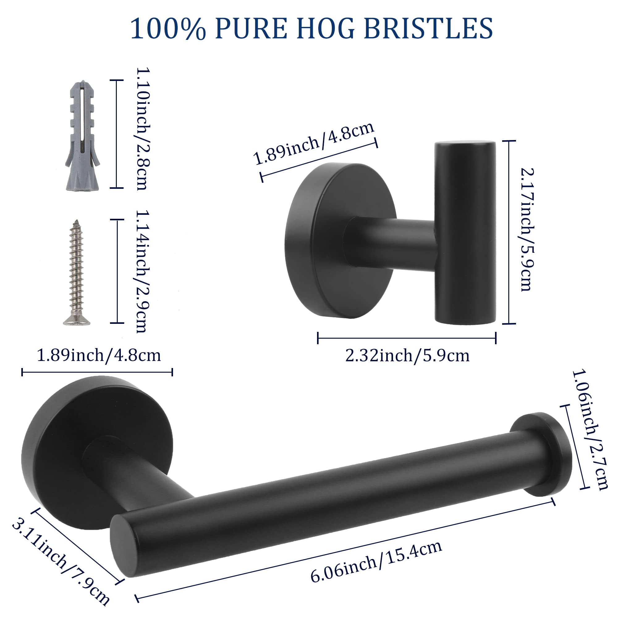 Premium Matte Black Stainless Steel Bathroom Hardware Set - 3-Piece Includes 5