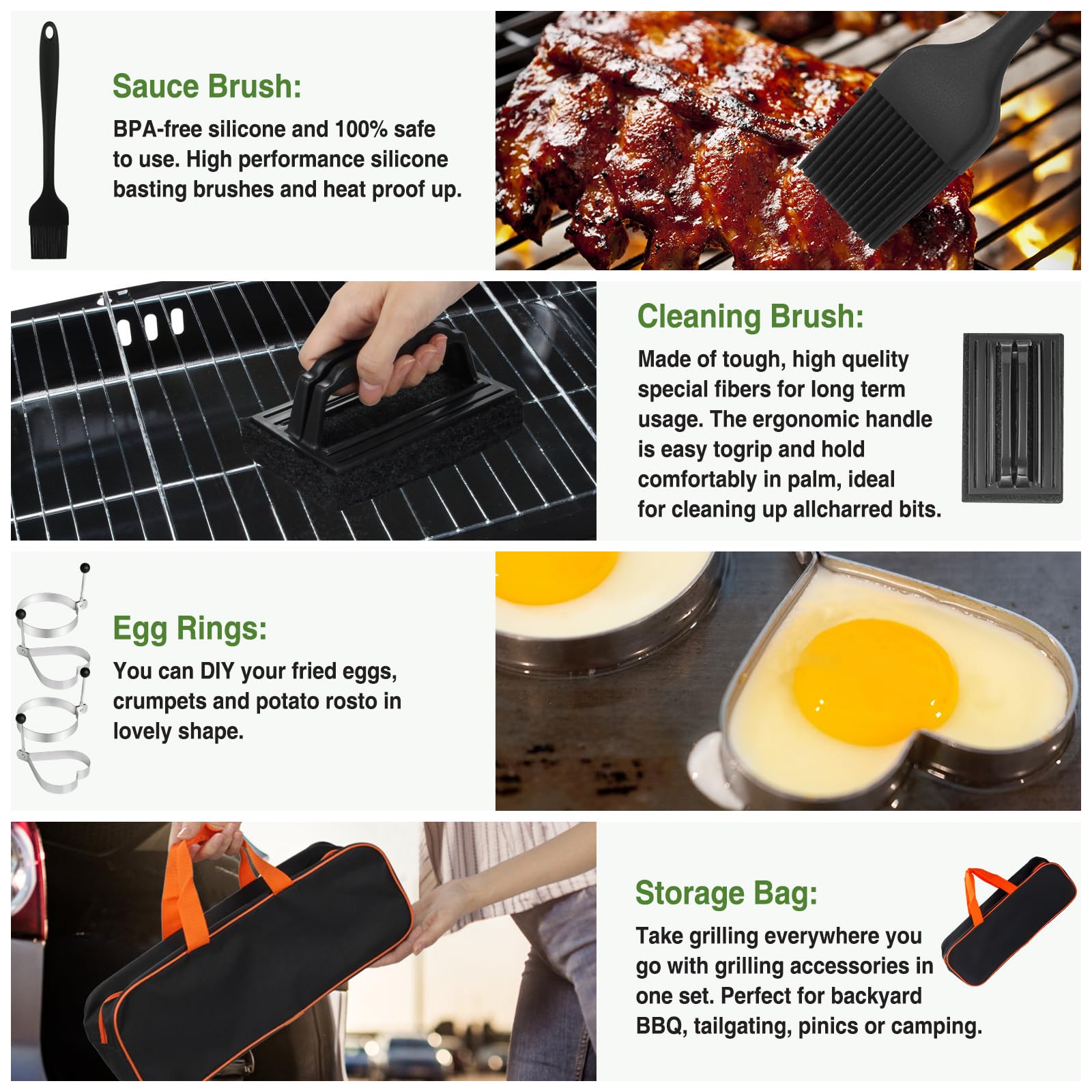 17PCS Griddle Accessories Kit for Blackstone & Camp Chef - Stainless Steel Spatulas, Basting Cover, Scraper, Tongs - Perfect for Outdoor BBQ, Camping & Backyard Cooking