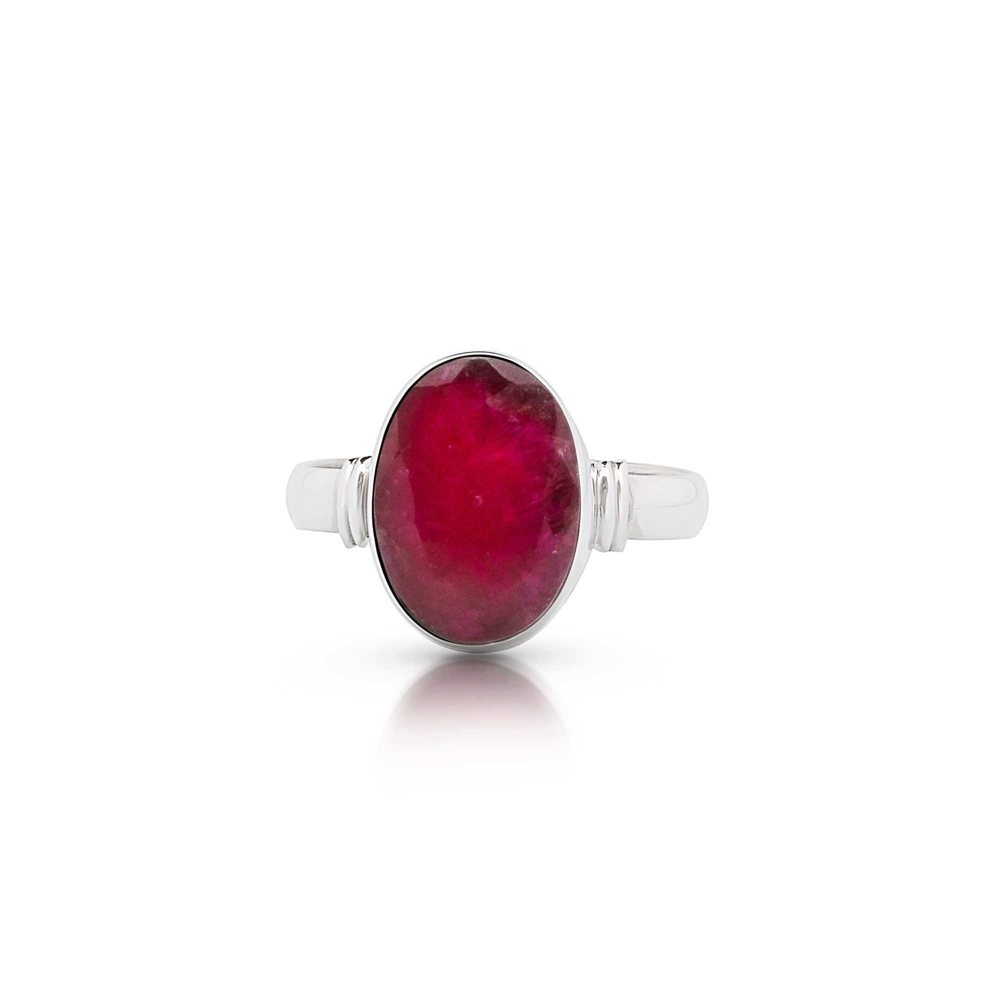 925 Sterling Silver Oval Created Ruby Ring - Boho Chic Jewelry for Women | Handcrafted by Indian Artisans | Size 6-10 with Velvet Gift Box | Perfect for Weddings, Parties & Everyday Fashion Accessories
