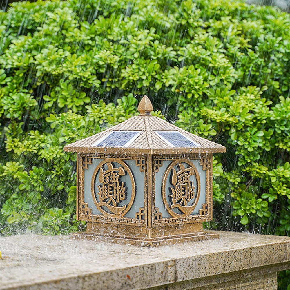 Solar Powered Courtyard Garden Lights - Traditional Chinese Palace Style Pillar Lamps for Outdoor Decoration | Perfect for Patio, Balcony, Porch & Pathway Lighting