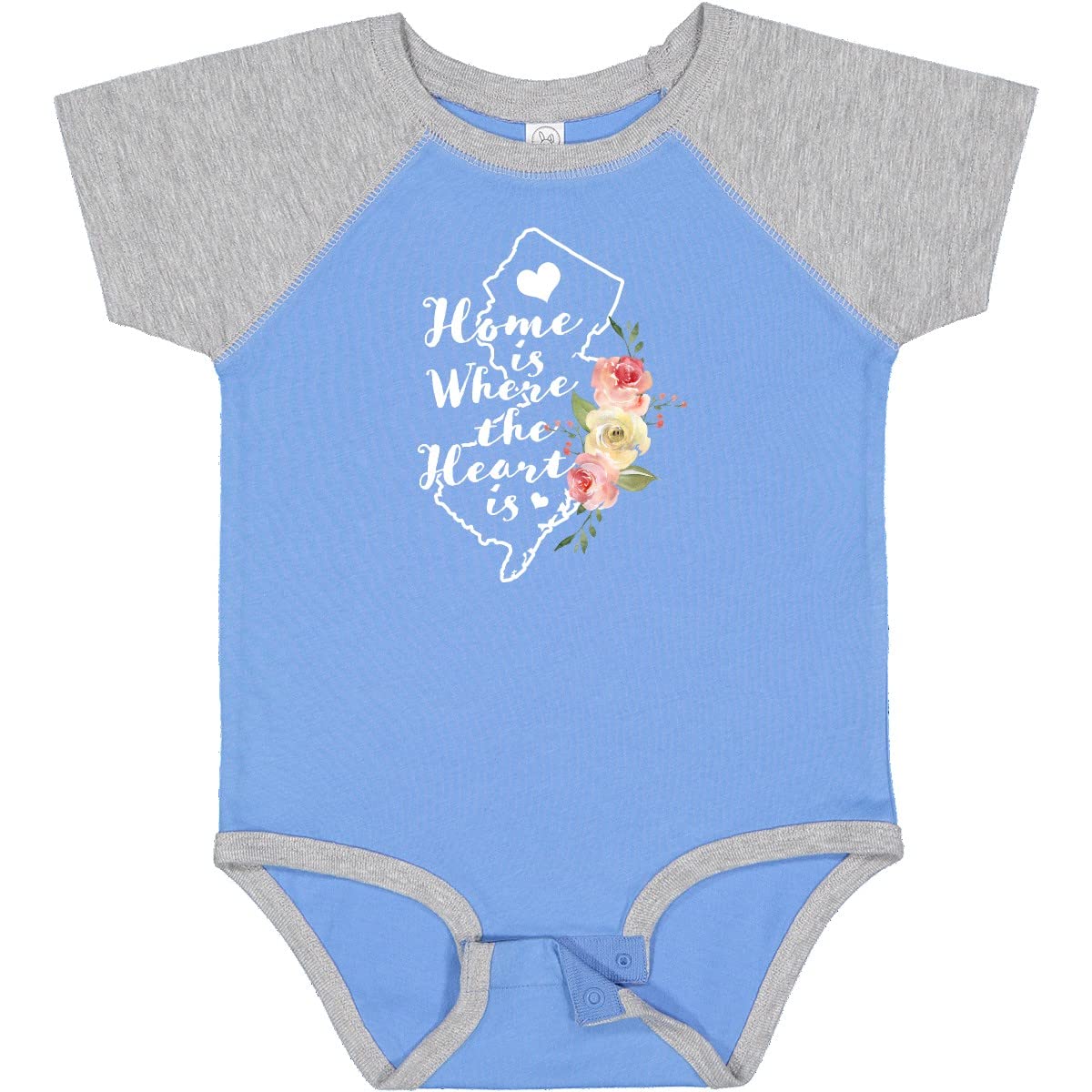 Inktastic New Jersey Home is Where The Heart is Watercolor Baby Bodysuit - Soft Cotton Infant Onesie for Boys & Girls - Perfect for Family Photos, Holidays & Everyday Wear