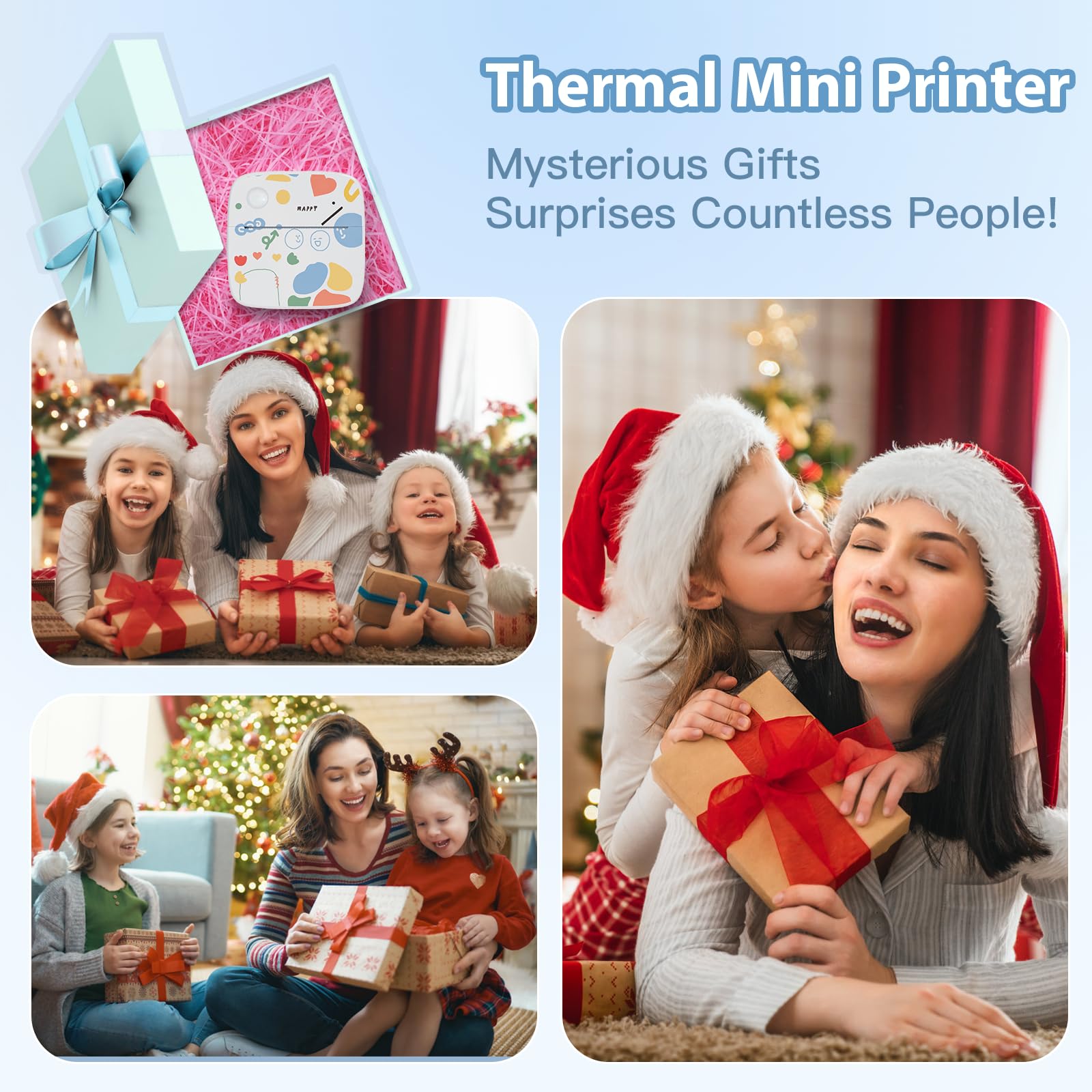 Bluetooth Portable Thermal Sticker Printer with 9 Rolls Thermal Paper - Compatible with iOS & Android - Pocket Inkless Mini Label Maker for Study, Journal, Memo, Notes - Perfect for Home, Office & School Organization