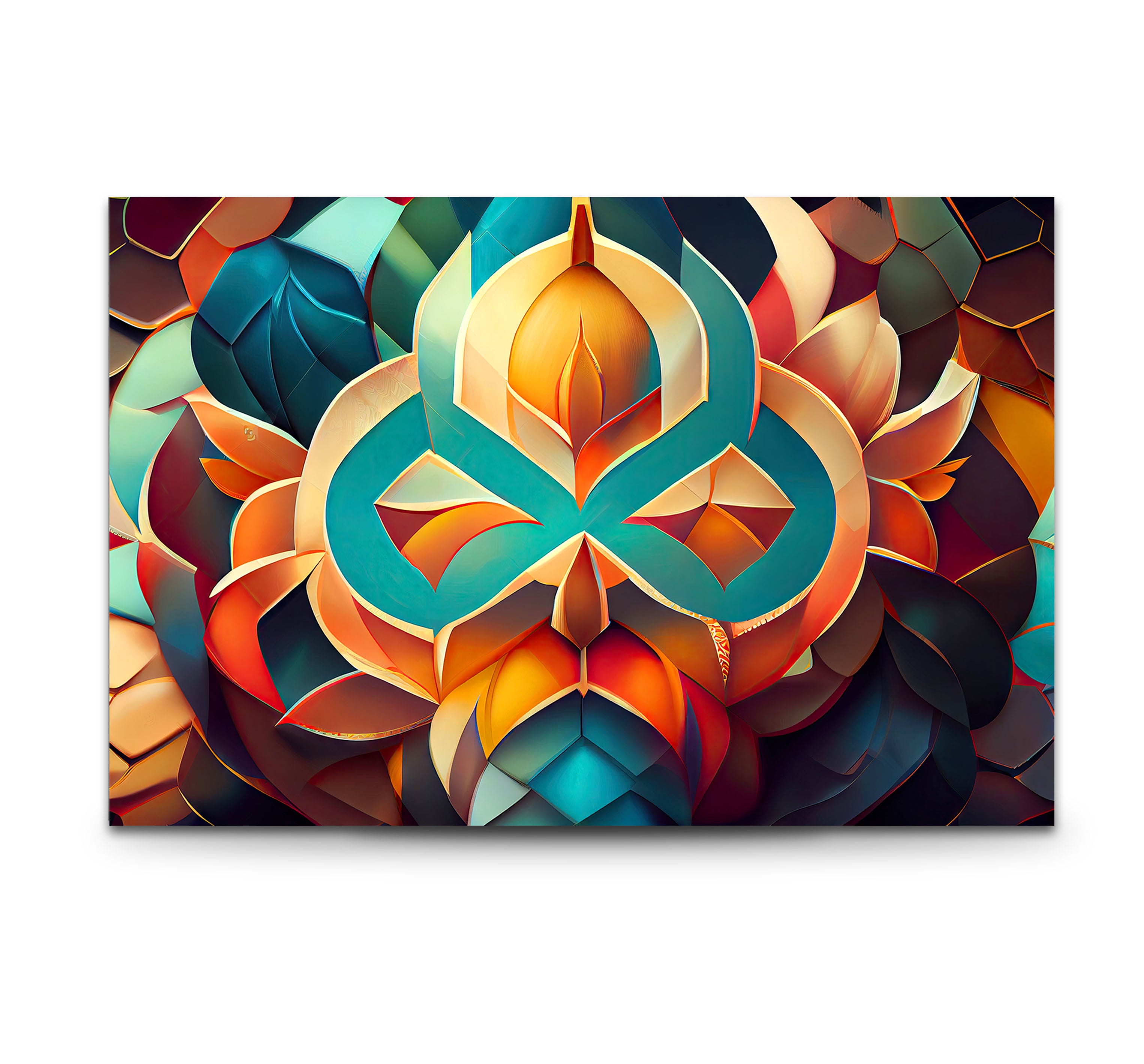 3D Geometric Mandala Glass Wall Art - Vibrant Abstract Lotus Design for Home & Office Decor | Modern Spiritual Meditation Room Decorations | Unique Gift Idea for Yoga Lovers & Art Collectors