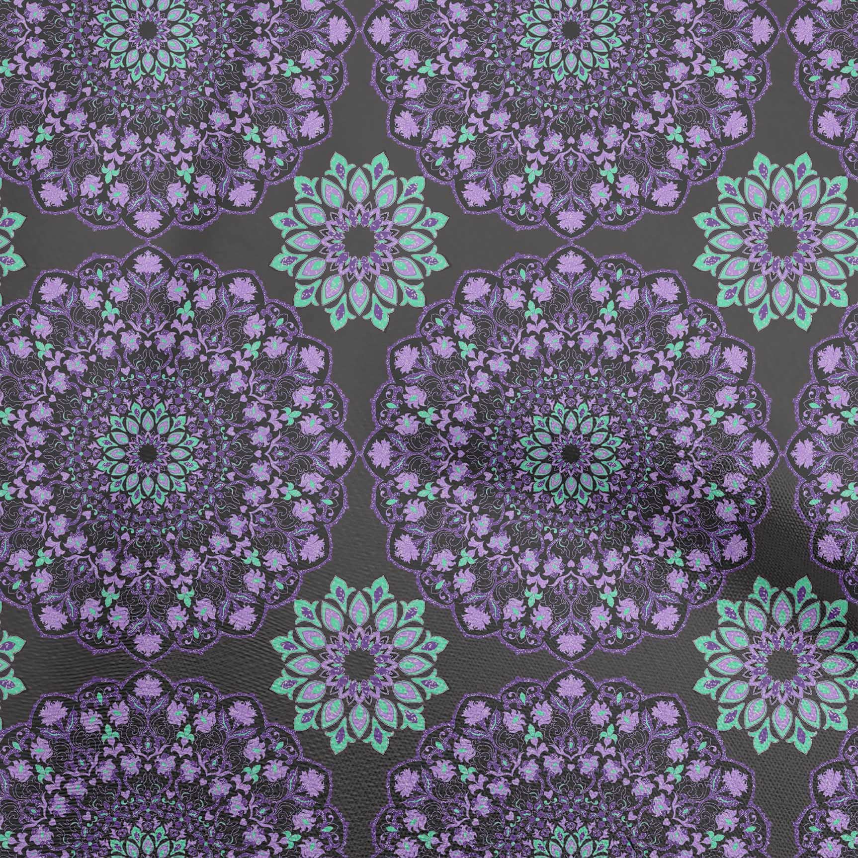 oneOone Velvet Gray Fabric Mandala Print - 58 Inch Wide DIY Sewing Material for Clothing, Home Decor & Crafts | Soft Fabric by The Yard for Dresses, Curtains, Pillows & Quilting