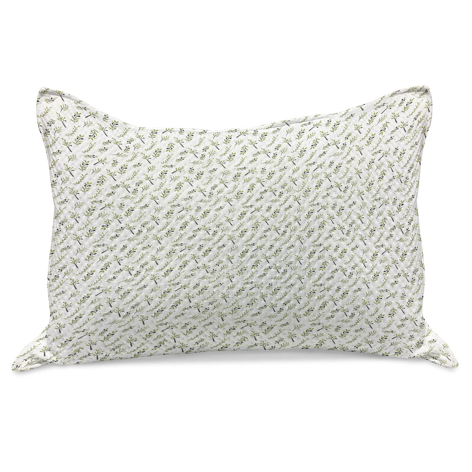 Ambesonne Botany Knitted Quilt Pillow Cover - Simplistic Continuous Olive Branch Pattern, Standard Queen Size (30