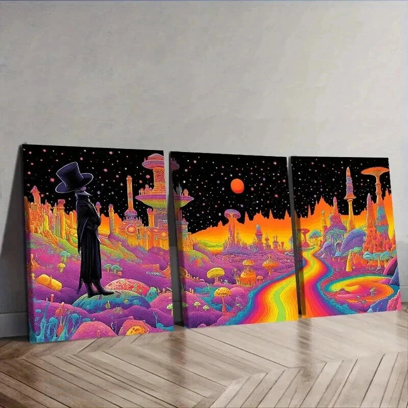 3-Piece Strange Place Wall Art Set - Framed Canvas Prints 50x70cm (20x28in) | High Quality Australian Made Wall Decor | Ready to Hang | Perfect for Living Room, Bedroom & Office Decor