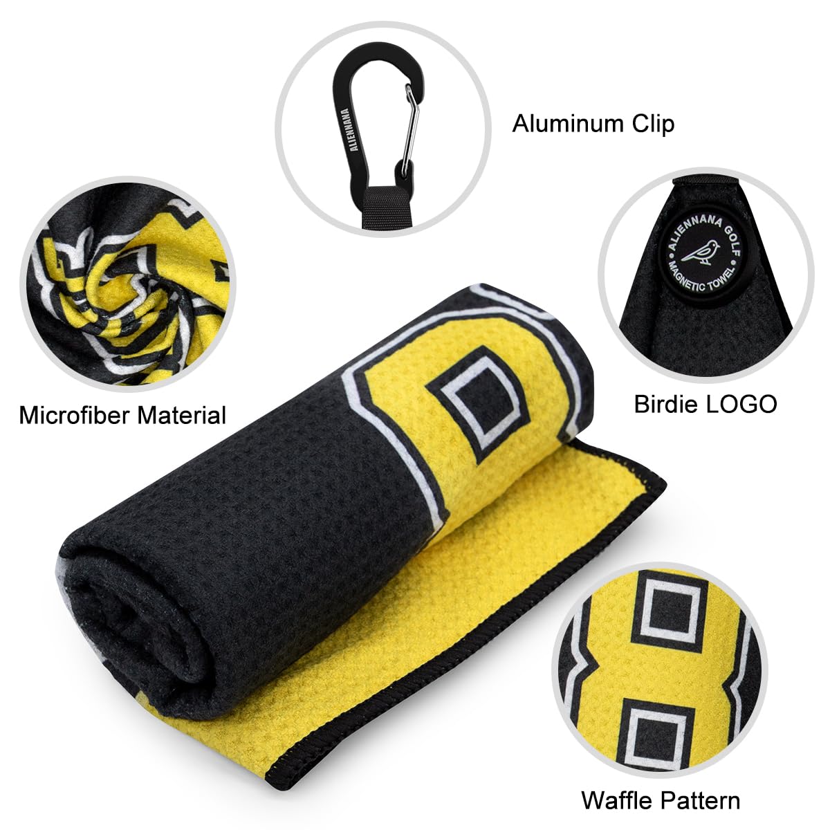 Premium Magnetic Golf Towel - Microfiber Waffle Design with Secure Clip & Industrial Strength Magnet for Golf Bags, Carts & Clubs (No.18) - Perfect for Golf Courses, Driving Ranges & Practice Sessions