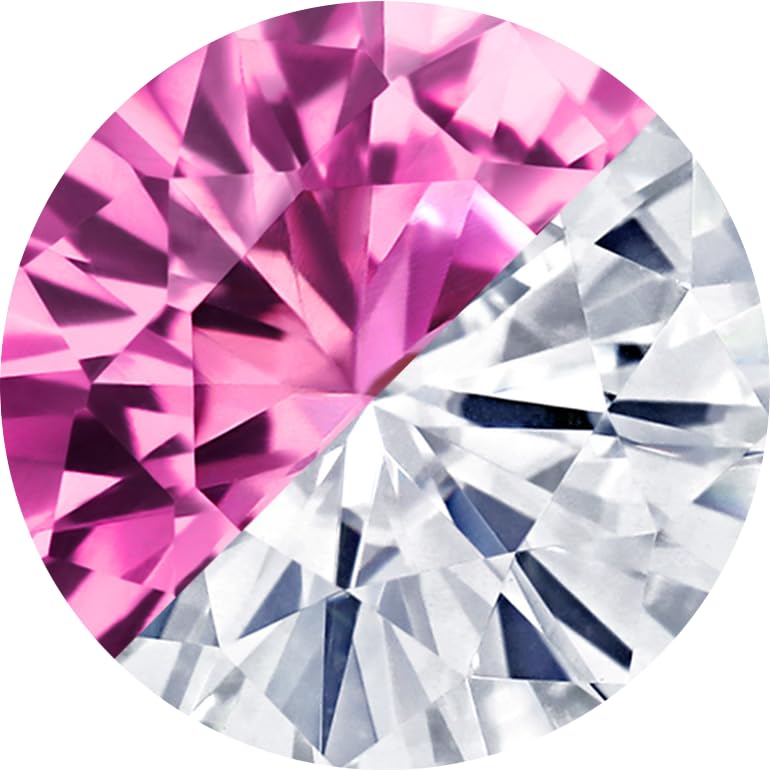 Pink Created Sapphire - White Moissanite