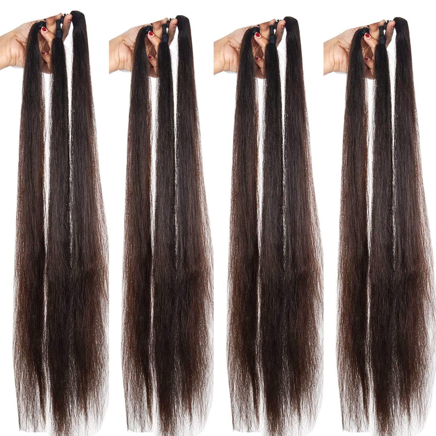 VinshBond Set of 4 - 24 Inch Brown Hair Choti Parandi Hair Extensions for Bridal & Wedding Accessories | Perfect for Indian Weddings, Festivals & Special Occasions