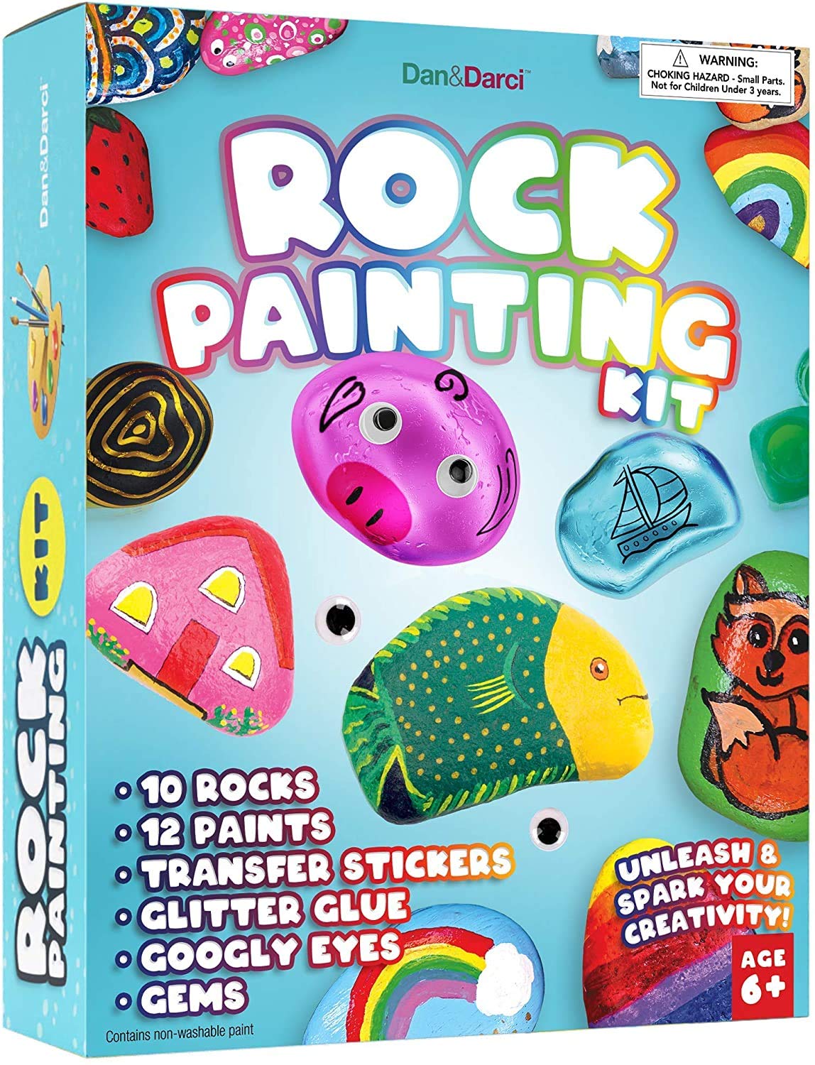 Rock Painting Kit for Kids - Arts and Crafts Supplies for Boys & Girls Ages 6-12 - Best Creative Gift for Tweens 6-12 Year Olds - Fun Activity for Birthday Parties, Summer Camp & Family Bonding