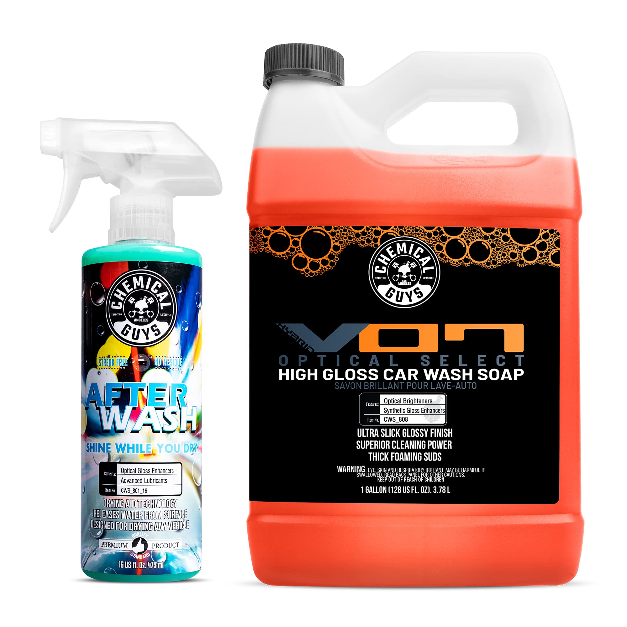 Chemical Guys CWS_808A Car Wash & Shine Kit – 1 Gallon Hybrid V7 High Gloss Foaming Car Wash Soap & 16oz Gloss Boosting Drying Aid – Perfect for Cars, Trucks, SUVs – Ultimate Car Detailing for Showroom Shine at Home or Professional Use
