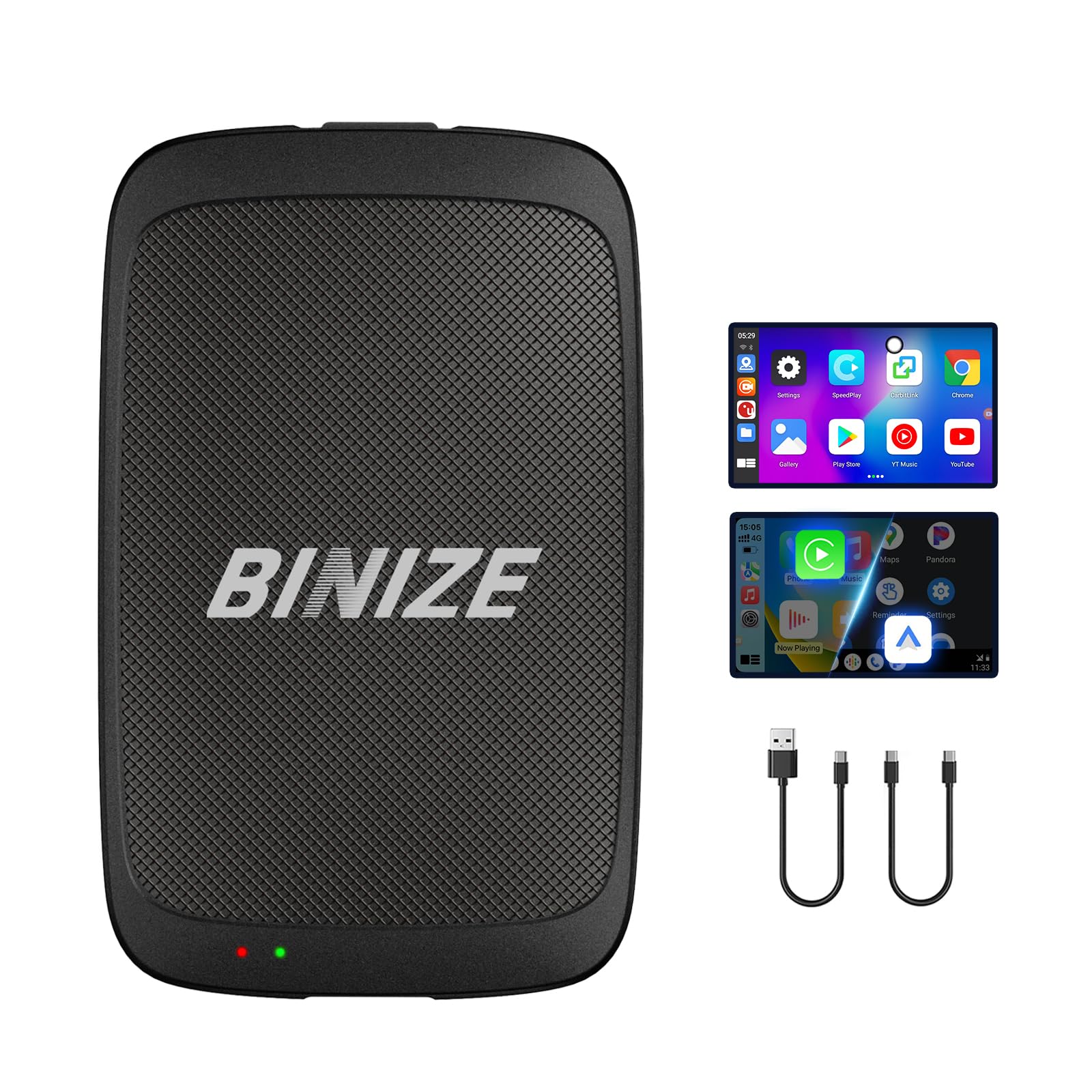 Binize CarPlay AI Box - Wireless Android Auto & Apple CarPlay Adapter with Android OS - Stream Netflix, YouTube & More - Perfect for Long Road Trips & Commuting