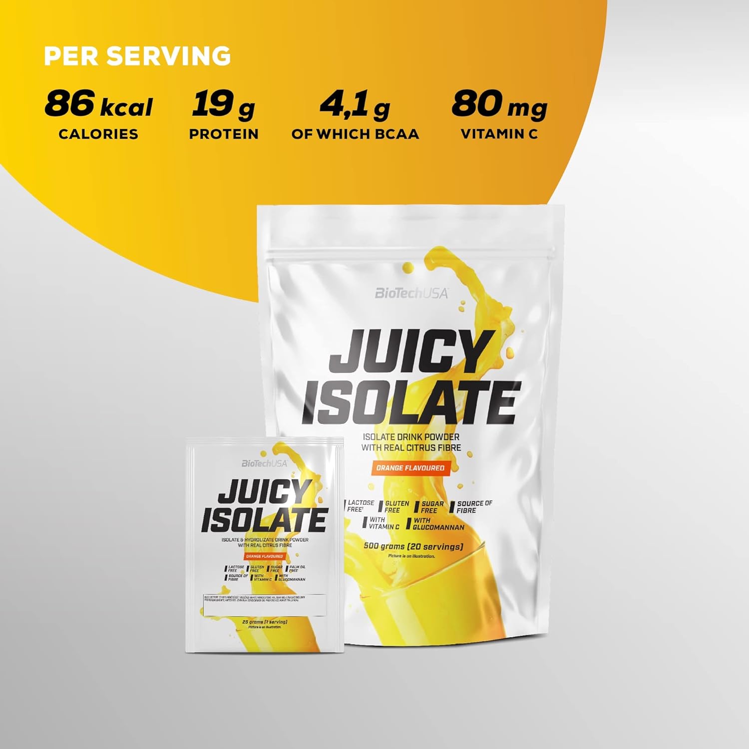 BioTechUSA Juicy Isolate Whey Protein Powder - 500g Orange Flavor for Muscle Recovery & Post-Workout | Gym, Fitness & Bodybuilding Supplement