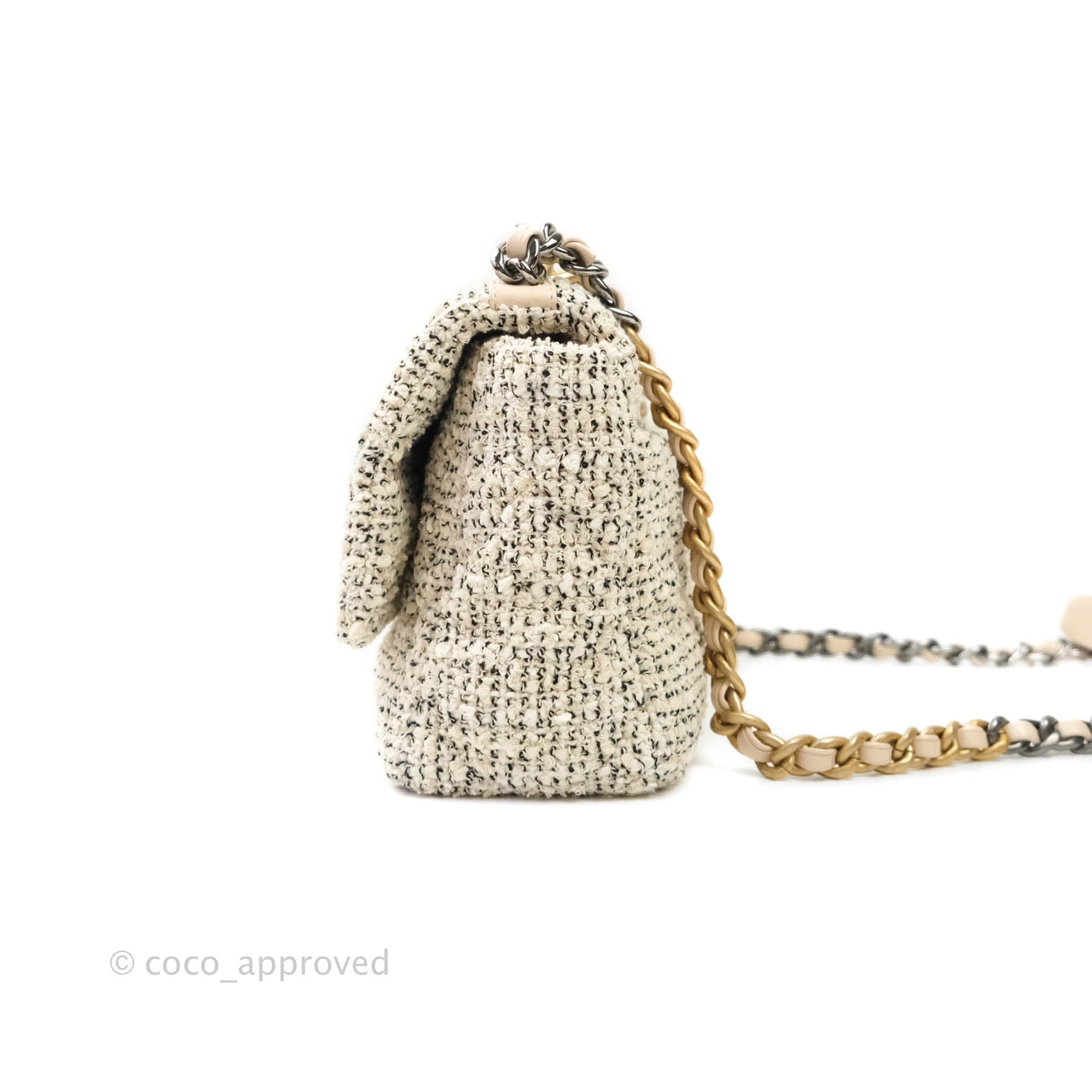 Chanel 19 Small Tweed Handbag in Cream with Mixed Hardware - Luxury Crossbody Bag for Women, Perfect for Date Night & Special Occasions