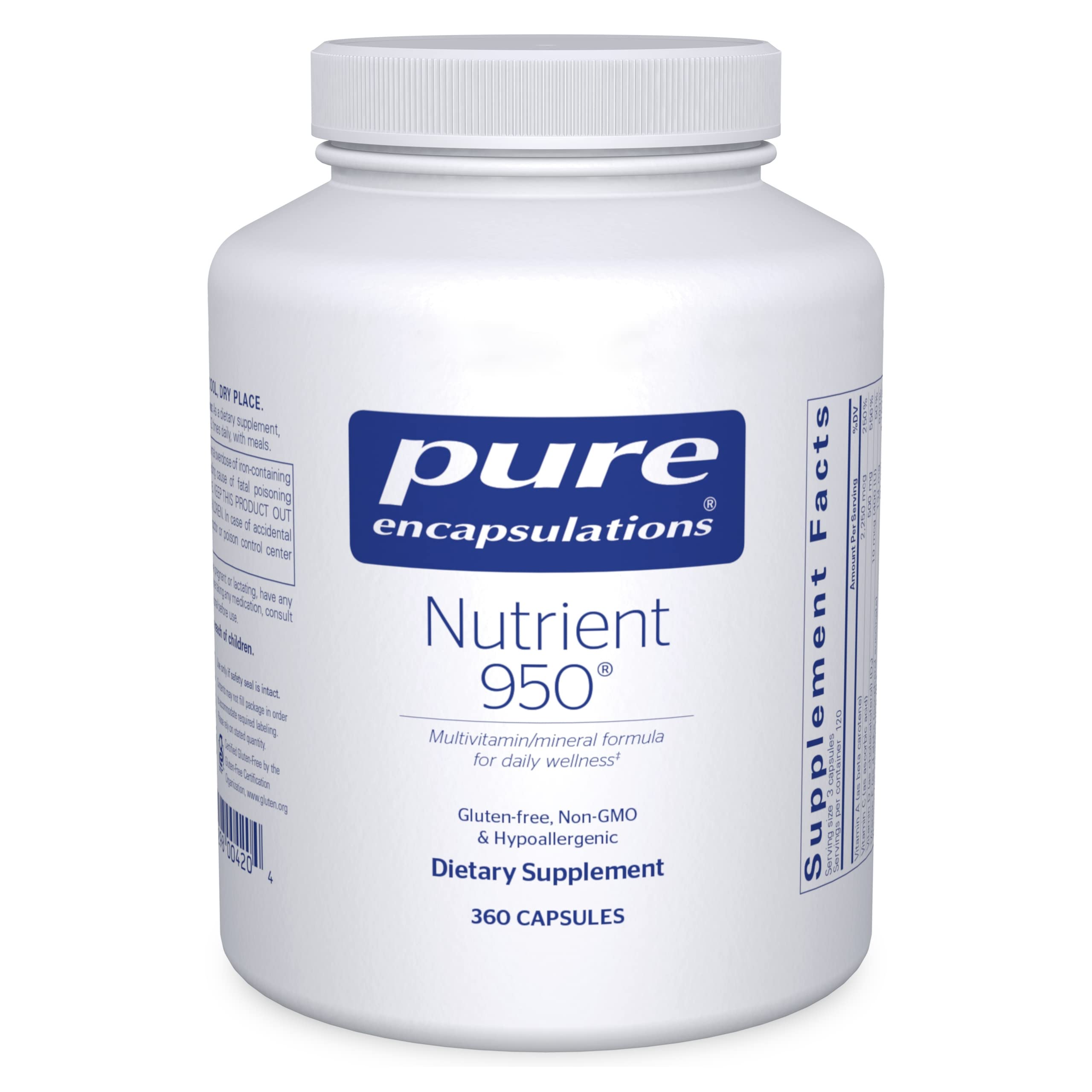 Pure Encapsulations Nutrient 950 Multivitamin Mineral Supplement - 360 Capsules for Immune Support, Energy & Overall Wellness | Daily Health Boost for Active Adults & Seniors