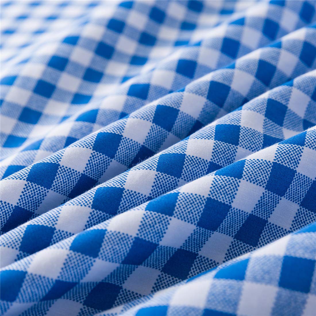 FADFAY Blue Grid Duvet Cover Set Queen Size - 100% Cotton Ultra Soft Reversible Plaid Bedding with Zipper Closure | 3-Piece Set (1 Duvet Cover + 2 Pillowcases) | Geometric Checker Design for Cozy Bedroom Decor | Perfect for Guest Rooms, Dorms & Master Bedrooms