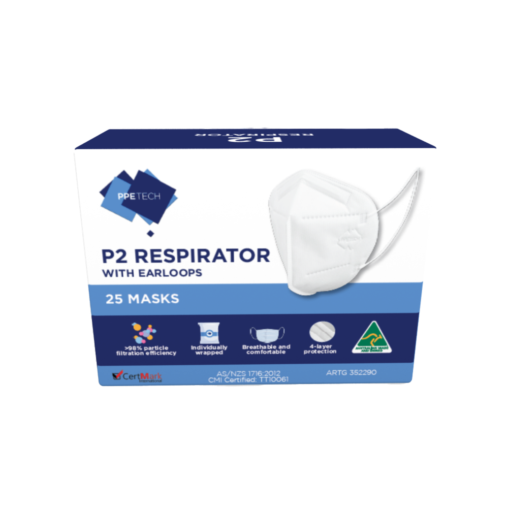 PPE Tech P2 Respirator Masks - Disposable Dust Face Mask for Construction, Woodworking & Painting - Comfortable & Breathable Safety Protection