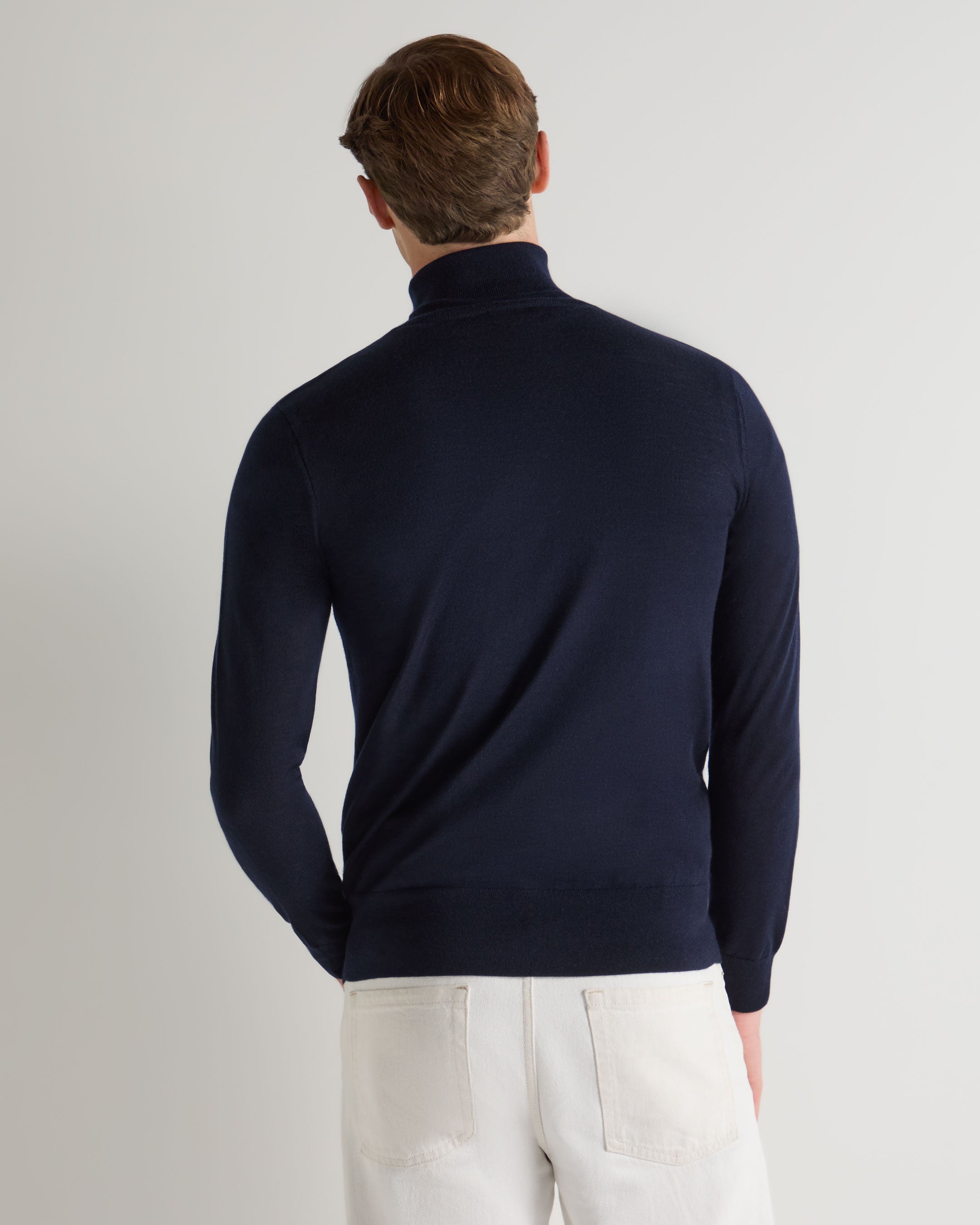 Premium Men's Cashmere Roll Neck Sweater - Ultra Soft Fine Gauge Knit Navy Blue Jumper for Winter Warmth & Stylish Layering | Office Wear, Casual Outfits, Holiday Gifts