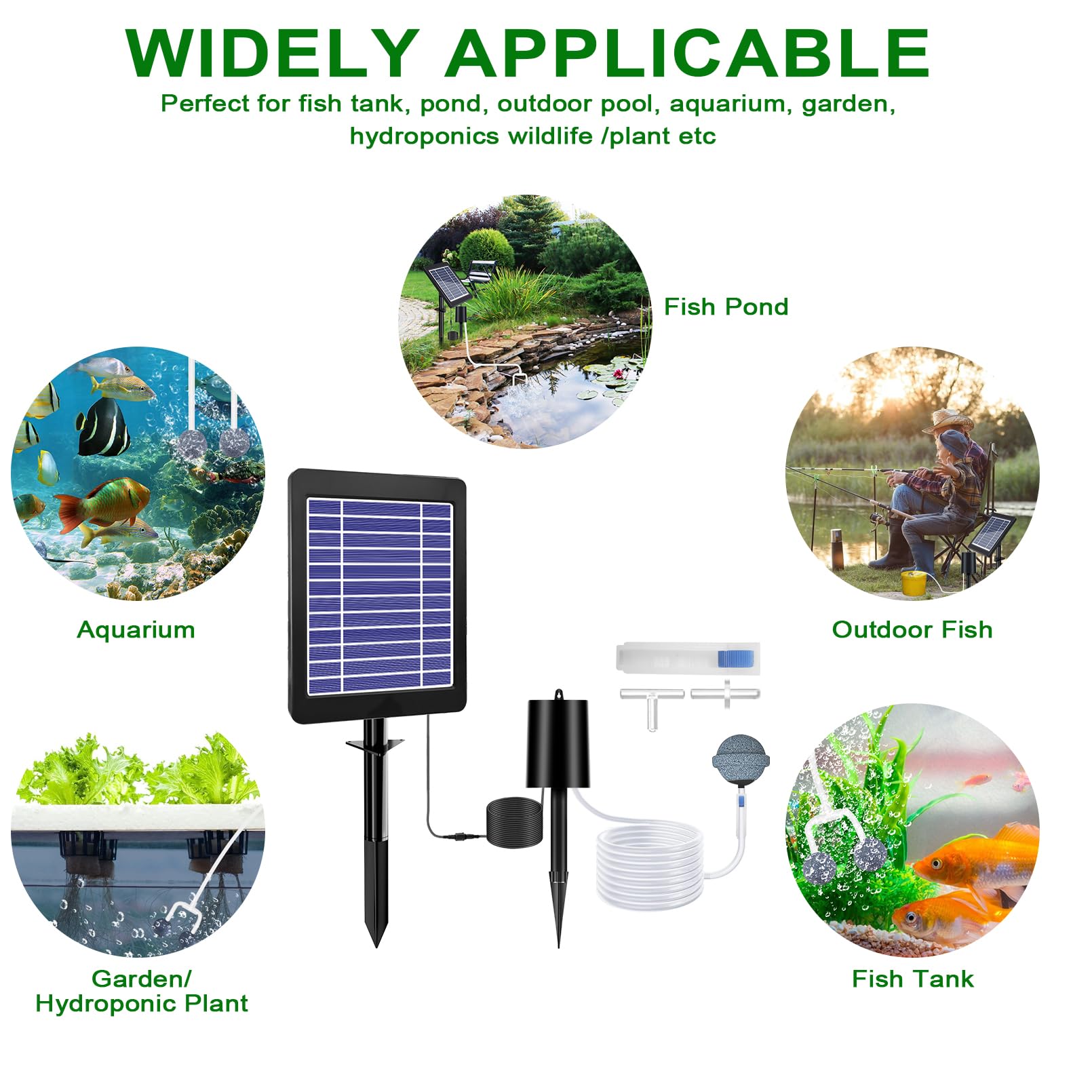 Solar Powered Pond Aerator Pump - 3 Timer Modes (18H/36H/72H) & Bubble Regulator - 4W 2200mAh Outdoor Oxygenator for Small Fish Ponds, Stock Tanks, Aquariums & Hydroponics - Perfect for Garden Water Features & Backyard Ponds