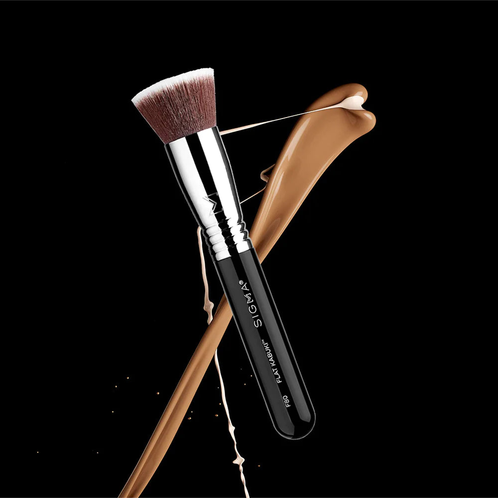 Sigma Beauty F80 Flat Kabuki Brush - Premium Foundation Makeup Brush for Flawless Airbrush Finish - Perfect for Liquid, Cream & Powder Cosmetics - Ideal for Professional Makeup Artists & Home Beauty Routines