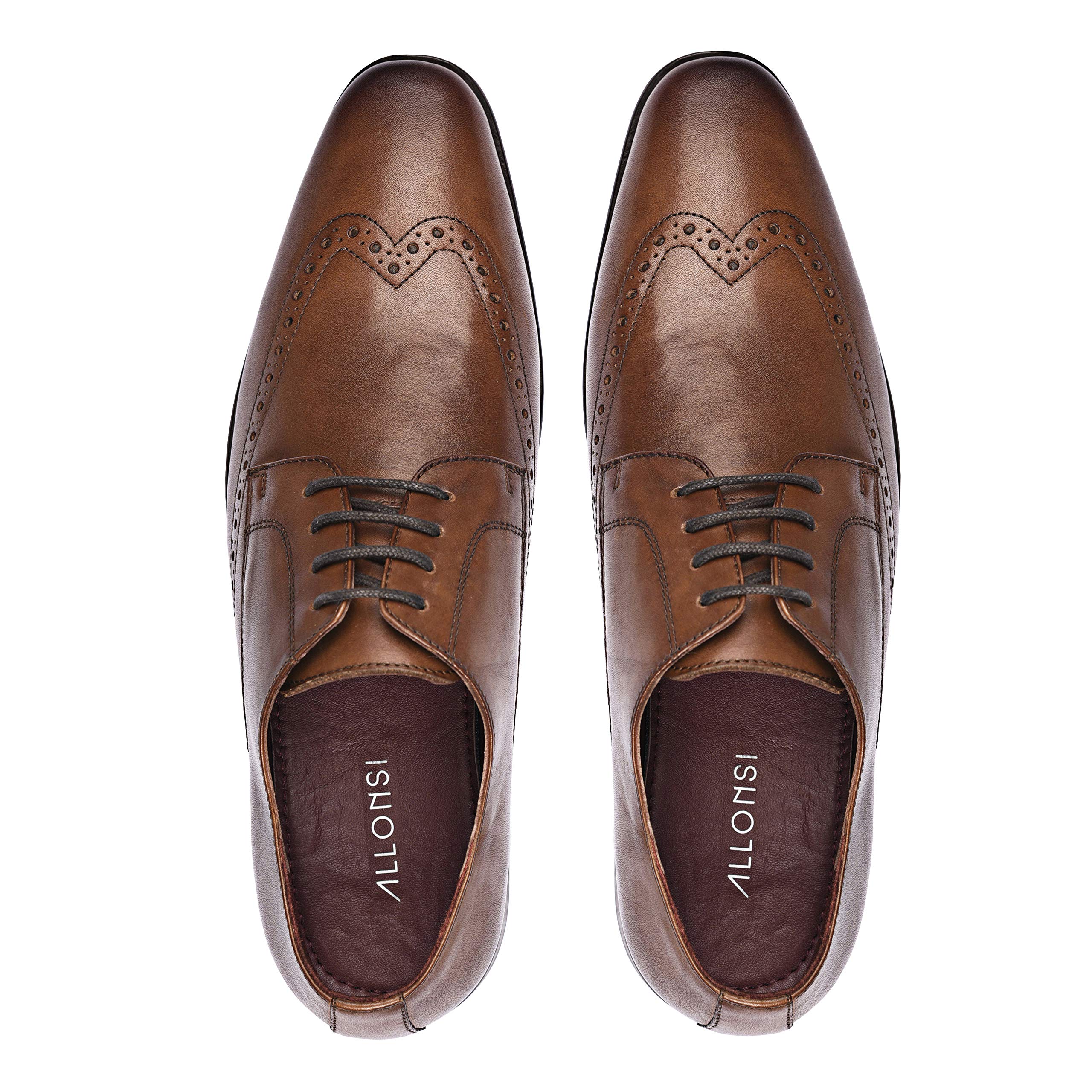 Andre Genuine Leather Men's Wingtip Oxford Dress Shoes - Lace Up Low Heel TPR Sole for Business & Formal Wear - Comfortable Office & Wedding Shoes