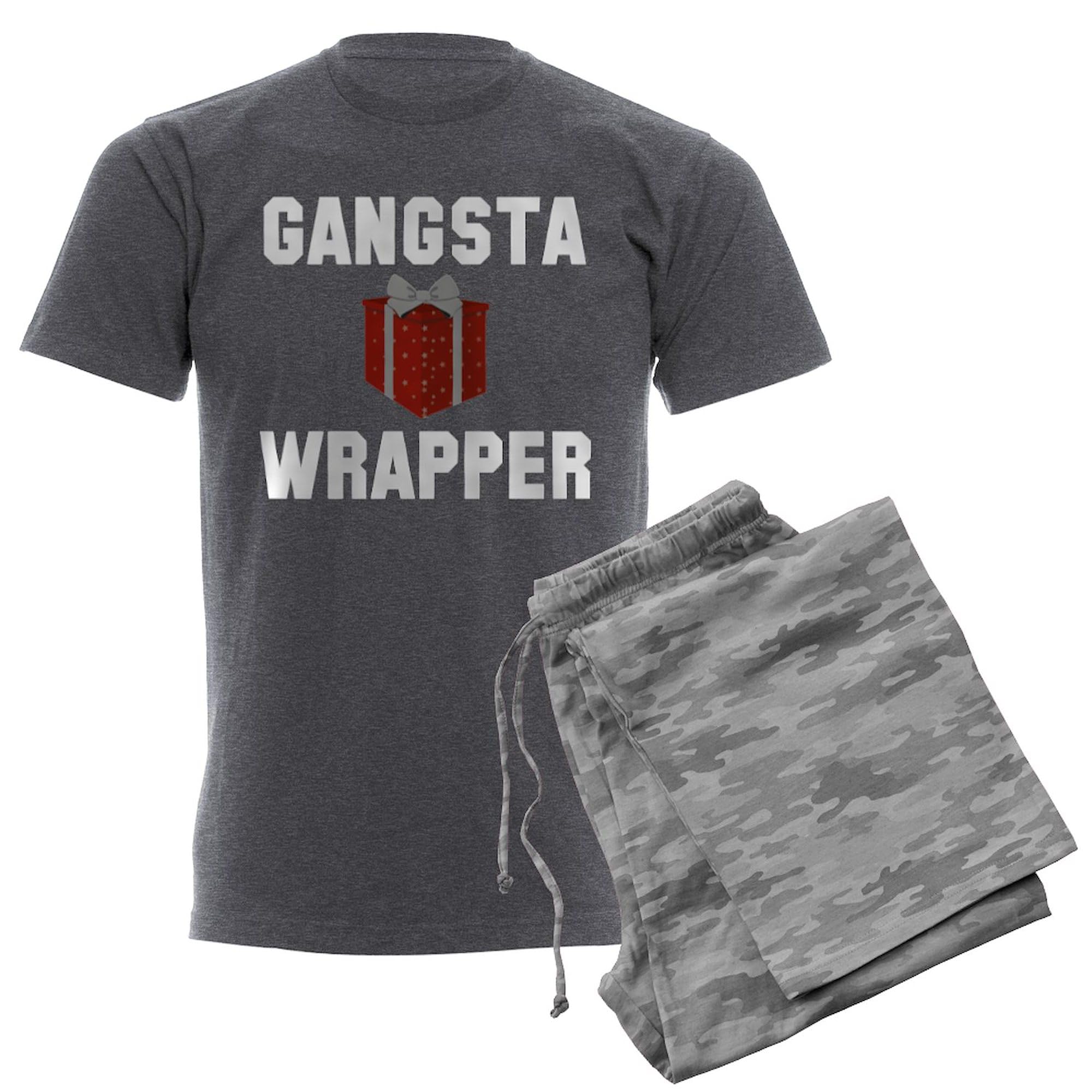 Gangsta Wrapper Men's Charcoal Pajama Set - Novelty Sleepwear for Men - Comfortable Lounge Pajamas for Relaxing at Home, Sleepovers & Themed Parties
