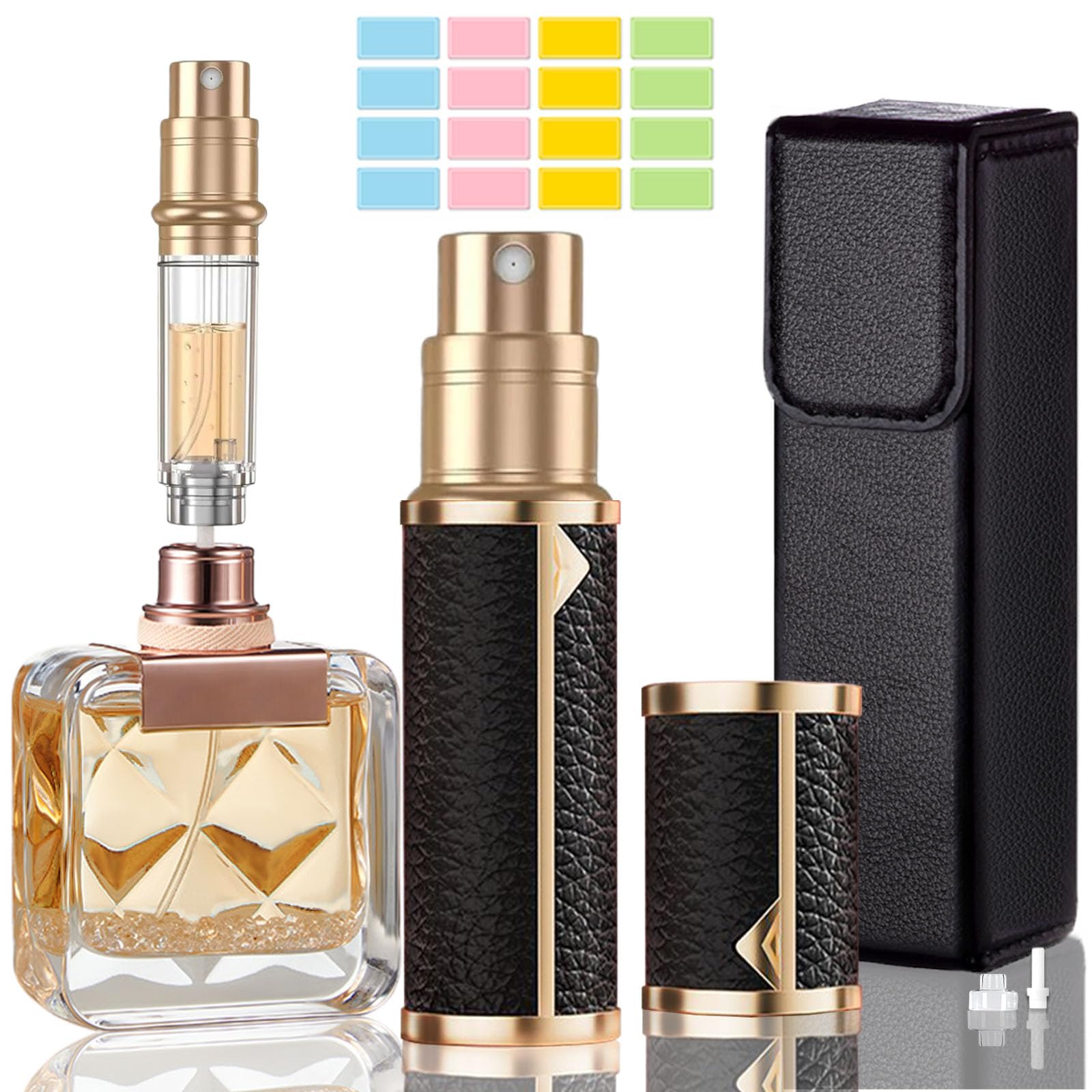 Refillable Travel Perfume Bottle 5ml - Portable Mini Cologne Atomizer Sprayer, TSA Approved Empty Perfume Dispenser for Purse & Pocket - Perfect for Airplane, Gym, Office & On-the-Go Use (Black)