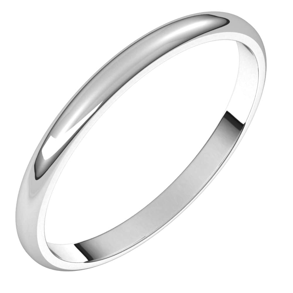 Platinum 2mm Wedding Band Ring for Brides - Half Round Design | Size 7.5 | Perfect for Engagement & Anniversary Gifts