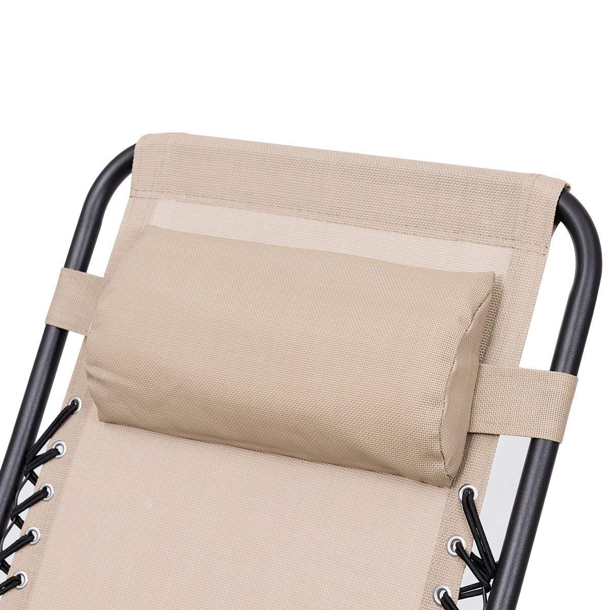 3 PCS Zero Gravity Recliner Lounge Chair Set with Portable Folding Table - Outdoor Patio, Poolside, Garden & Cabin Furniture for Relaxation (Beige) - Perfect for Backyard, Beach Camping & Picnics