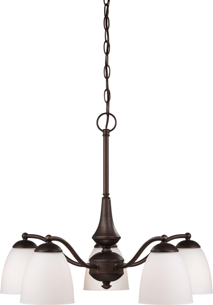 5-Light Chandelier with Prairie Bronze Finish - 25 Inch Iron Medium Base - 300W - Perfect for Dining Room, Living Room & Bedroom Lighting