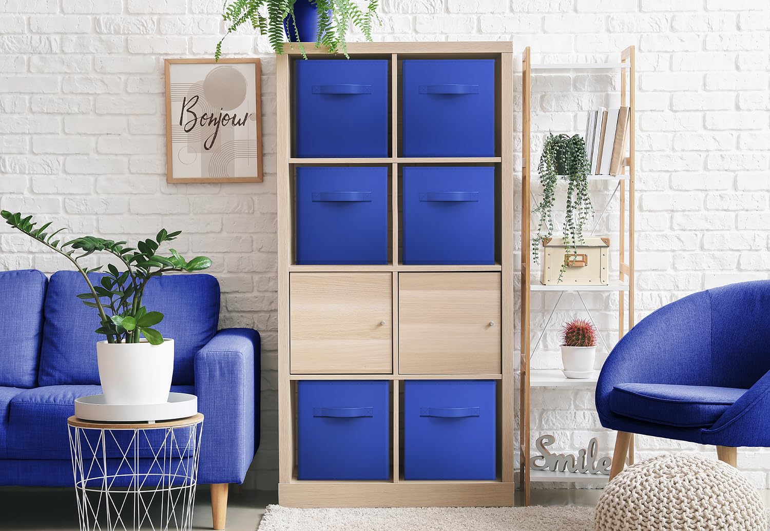 Sorbus Foldable Storage Cubes - Set of 6 Fabric Bins for Home Organization - Collapsible Closet Organizers & Storage Baskets with Dual Handles (11 Inch, Royal Blue) - Perfect for Pantry, Closet, Nursery, Playroom, Toy Storage & Shelving
