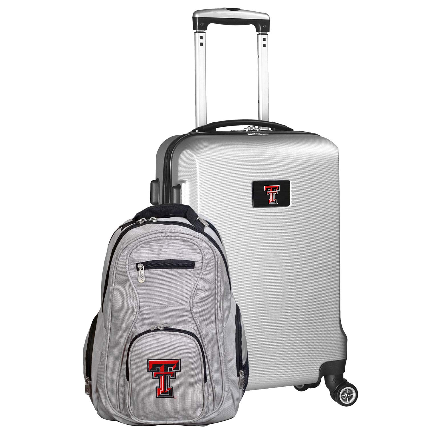 NCAA Deluxe 2-Piece Backpack & Carry-On Luggage Set in Silver - Perfect for College Students, Travel & Sports Fans