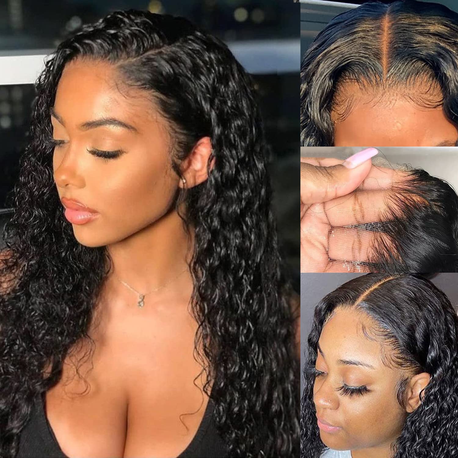Deep Wave HD Transparent Lace Front Wig - 180% Density 4X4 Glueless Human Hair Wig with Baby Hair for Black Women | Natural Color 18 Inch | Perfect for Daily Wear, Parties & Special Occasions