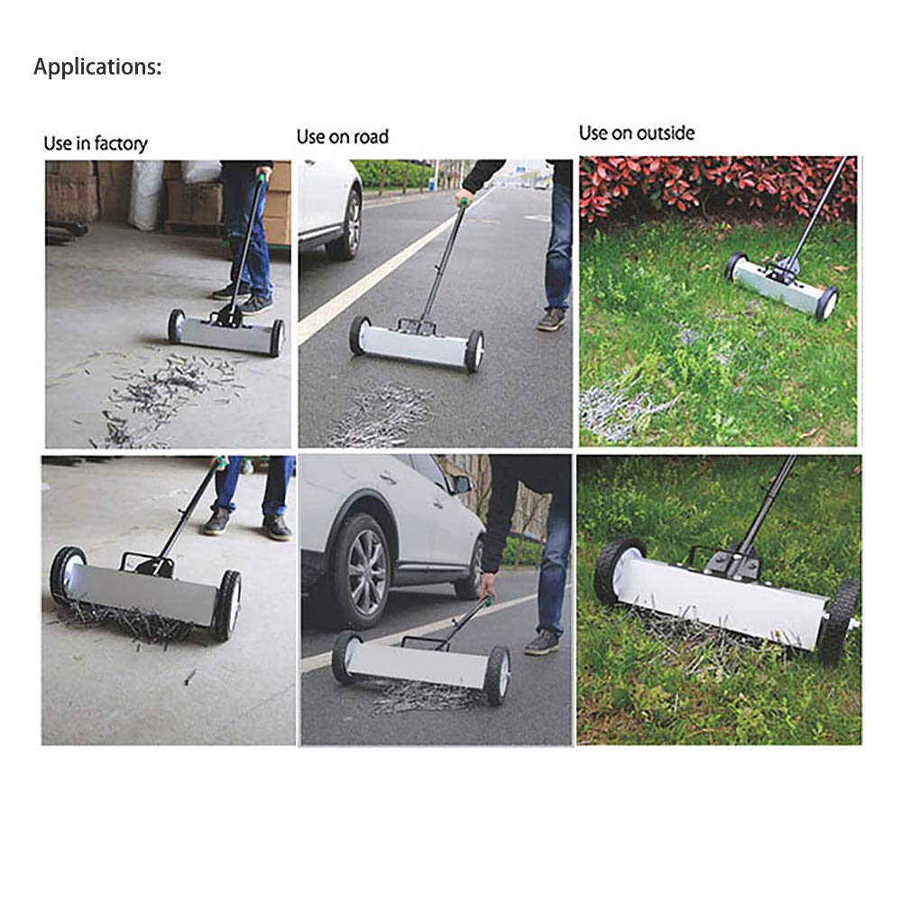 ATO 24 Inch Heavy Duty Magnetic Sweeper - 34 lbs Industrial & Home Use with Adjustable Handle & Floor Clearance - Perfect for Workshop, Garage, Construction Sites & Driveway Cleaning