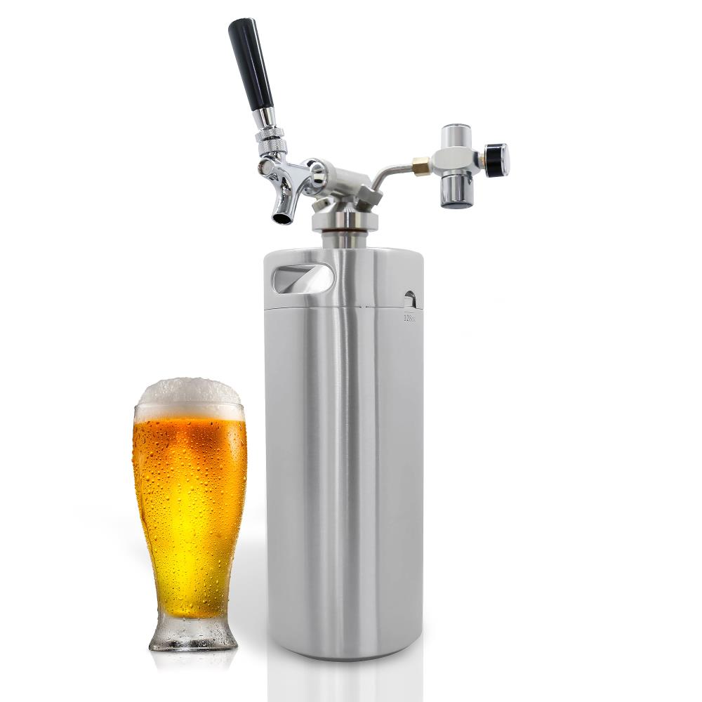 Homebrew Mini Keg System - 128 Oz Stainless Steel Beer Dispenser for Home Brewing, Parties & Outdoor Events | Portable Draft Beer Tap Kit with CO2 Charger & Pressure Gauge