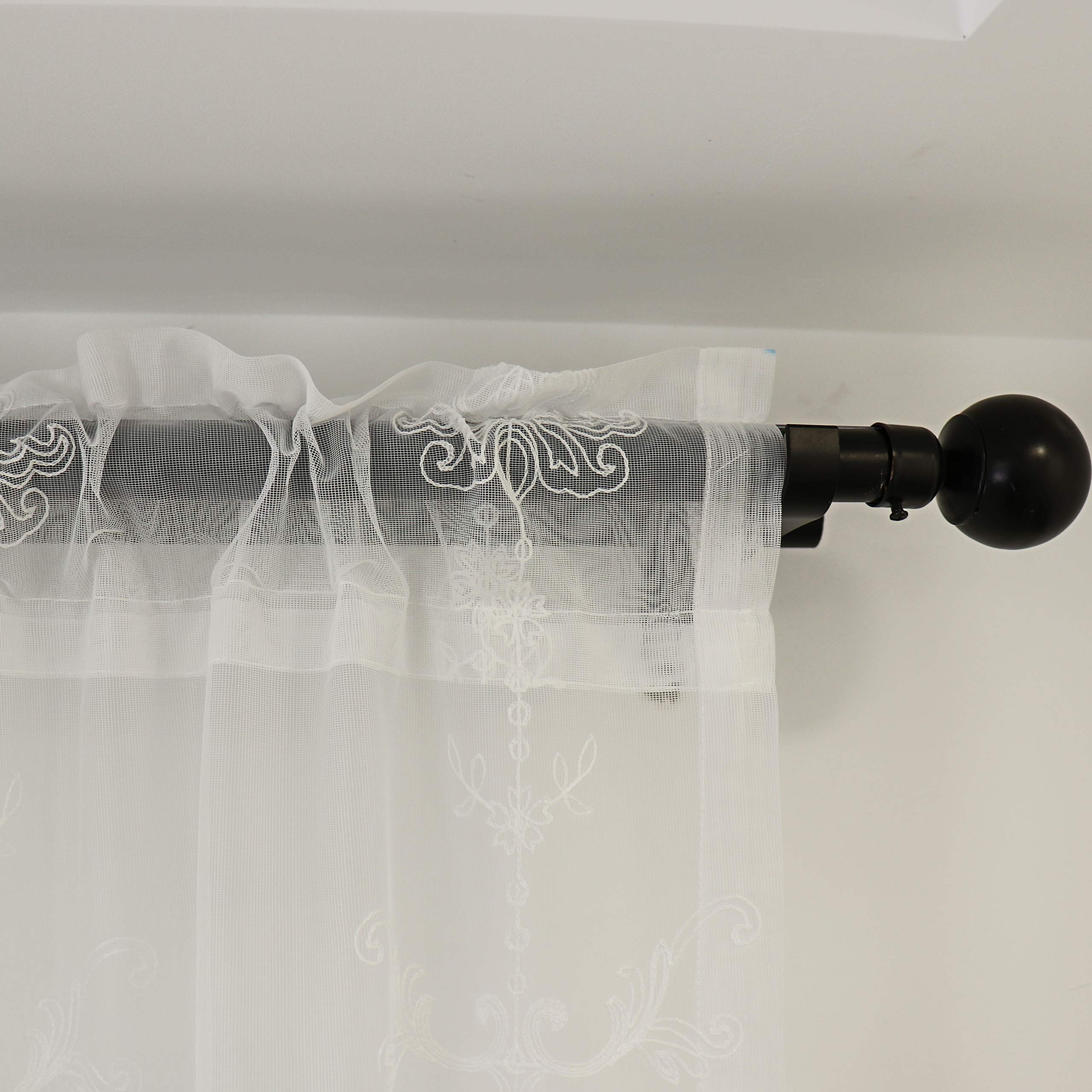 SLOW SOUL 2 Panels White Sheer Embroidered Curtains - European Style Floral Tulle Window Drapes for Living Room & Bedroom, Rod Pocket Design, 54W x 63L Inches - Perfect for Soft Lighting & Romantic Home Decor