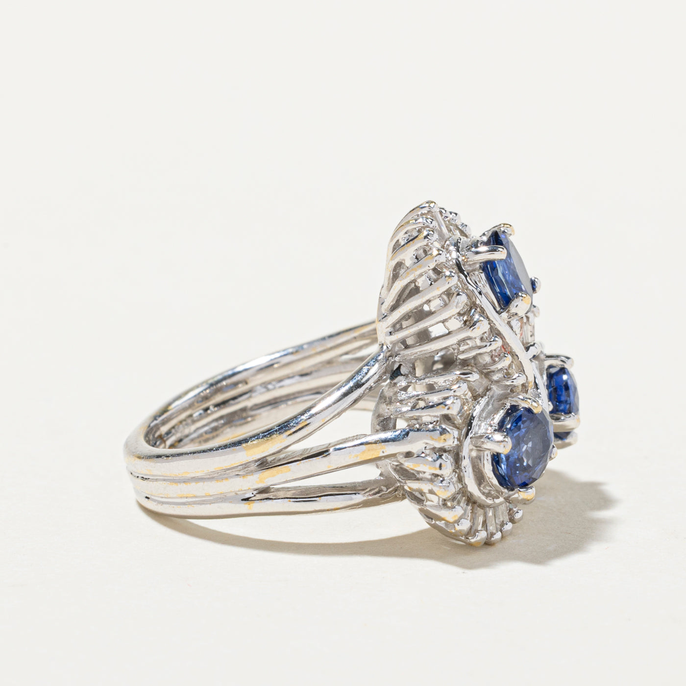 1.23ct Sapphire & 0.67ctw Diamond Cocktail Ring for Women - Size 4.5 | Elegant Statement Jewelry for Parties, Weddings & Special Occasions