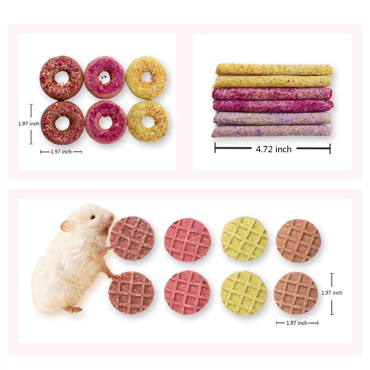 20PCS Natural Rabbit Chew Toys with Various Flavors - Dental Care Treats for Bunnies & Guinea Pigs - Promotes Digestion & Teeth Health - Perfect for Small Pets Chewing Needs & Cage Enrichment
