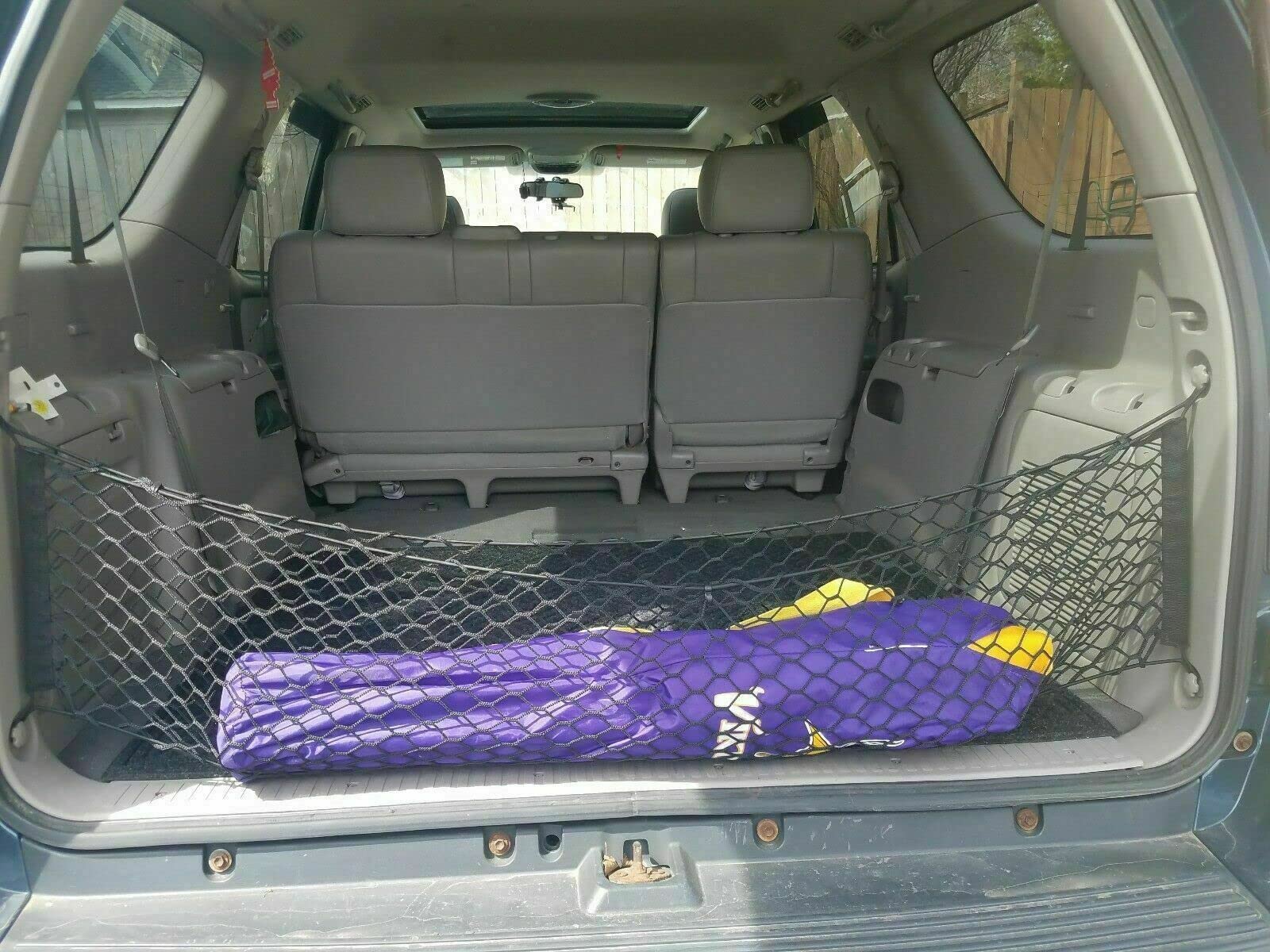 Premium Black Elastic Mesh Rear Trunk Organizer Cargo Net for 2001-2007 Toyota Sequoia SUV - Envelope Style Vehicle Storage Carrier - Perfect for Road Trips, Grocery Hauling & Sports Equipment Organization