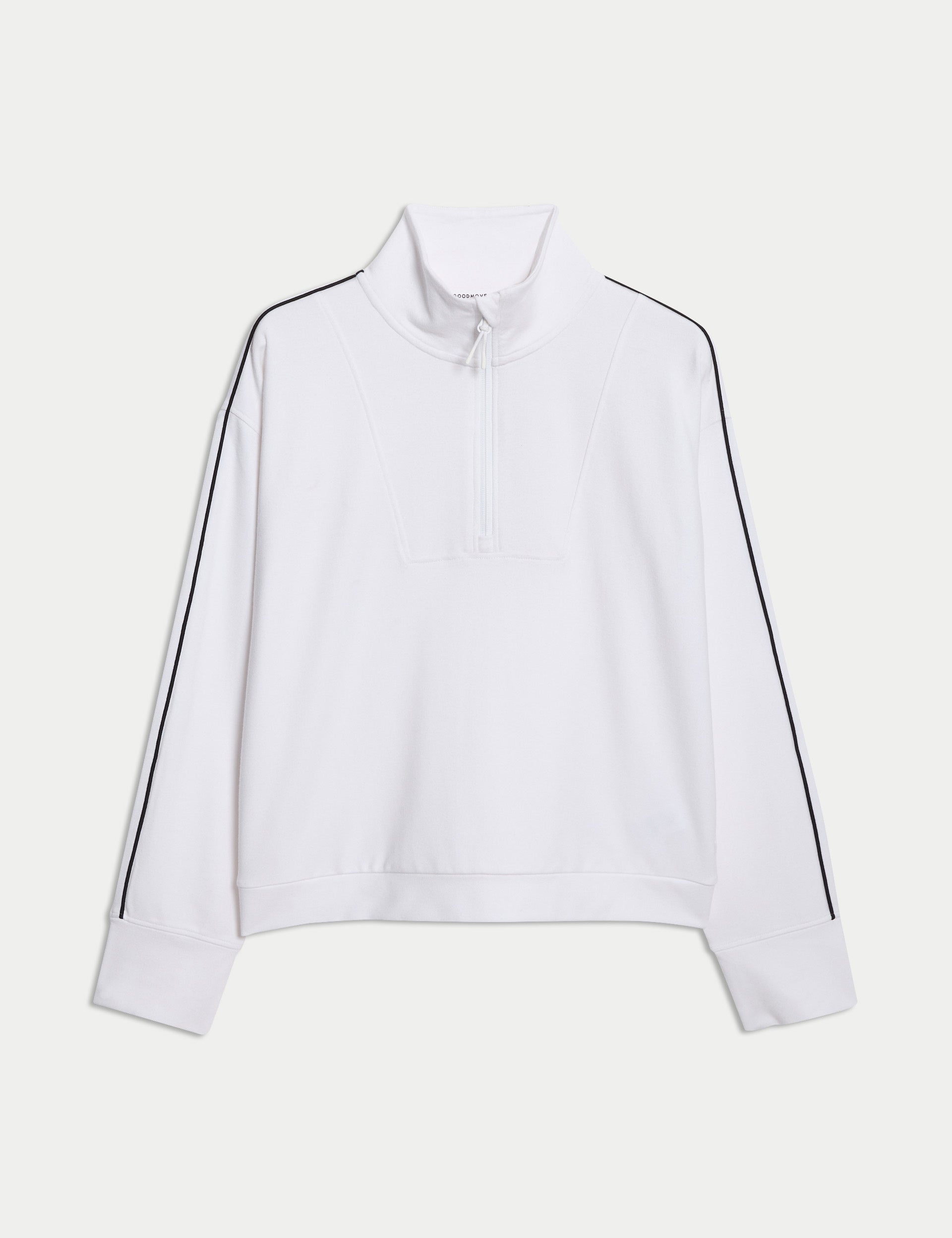 Modal Rich Funnel Neck Half Zip Top for Women - Soft Breathable Pullover Sweater - White - Perfect for Casual Wear, Yoga & Lounge