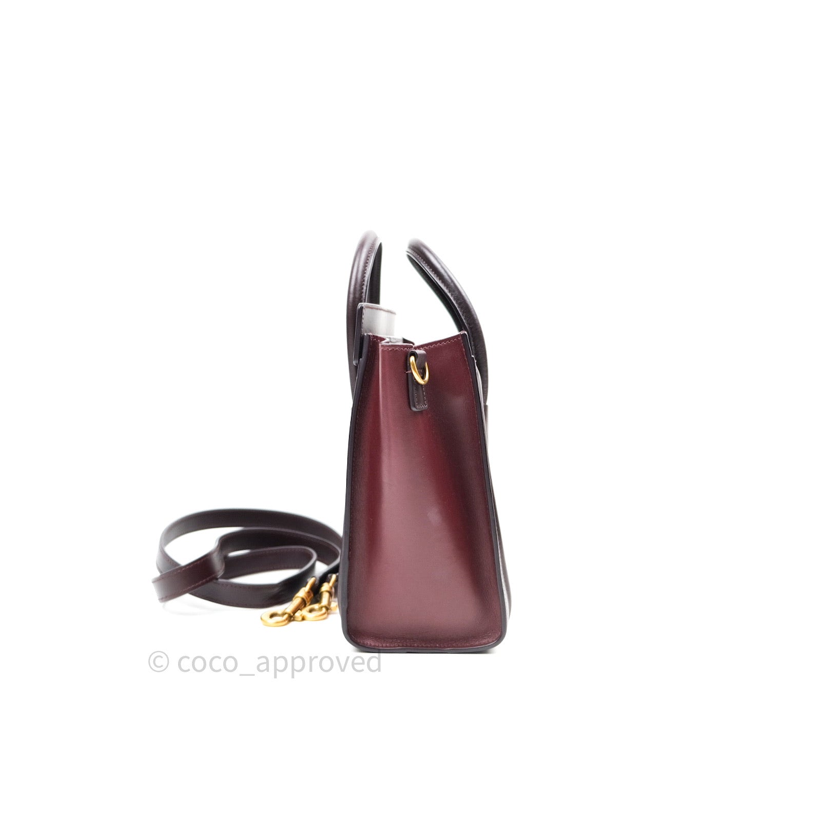 Celine Nano Luggage Tote Bag in Tri-Color Dark Red, Pink & Brown - Perfect for Work, Travel & Everyday Use