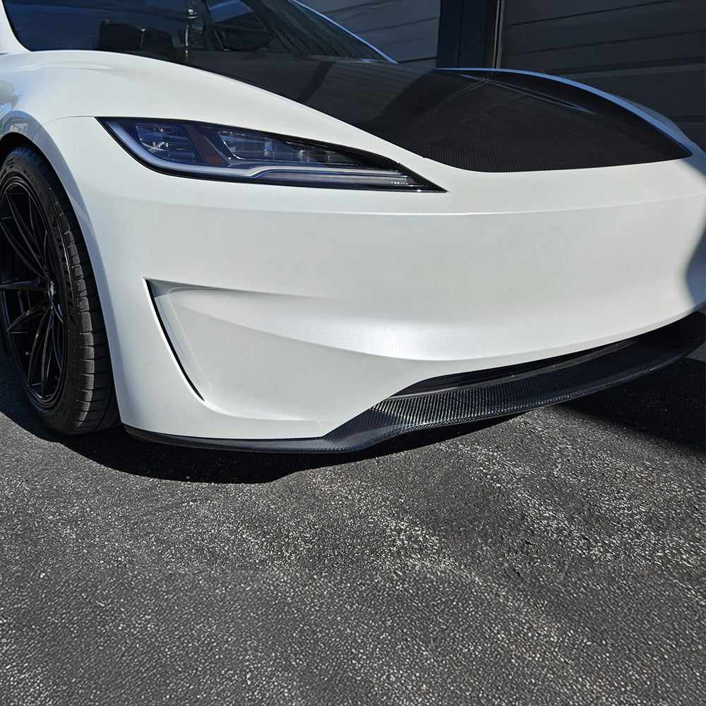 2024 Tesla Model 3 Highland Performance Carbon Fiber Front Lip Spoiler - OEM Style Replacement with Matte/Glossy Finish - Sporty Upgrade for Enhanced Aerodynamics & Style - Perfect for Track Days & Car Shows